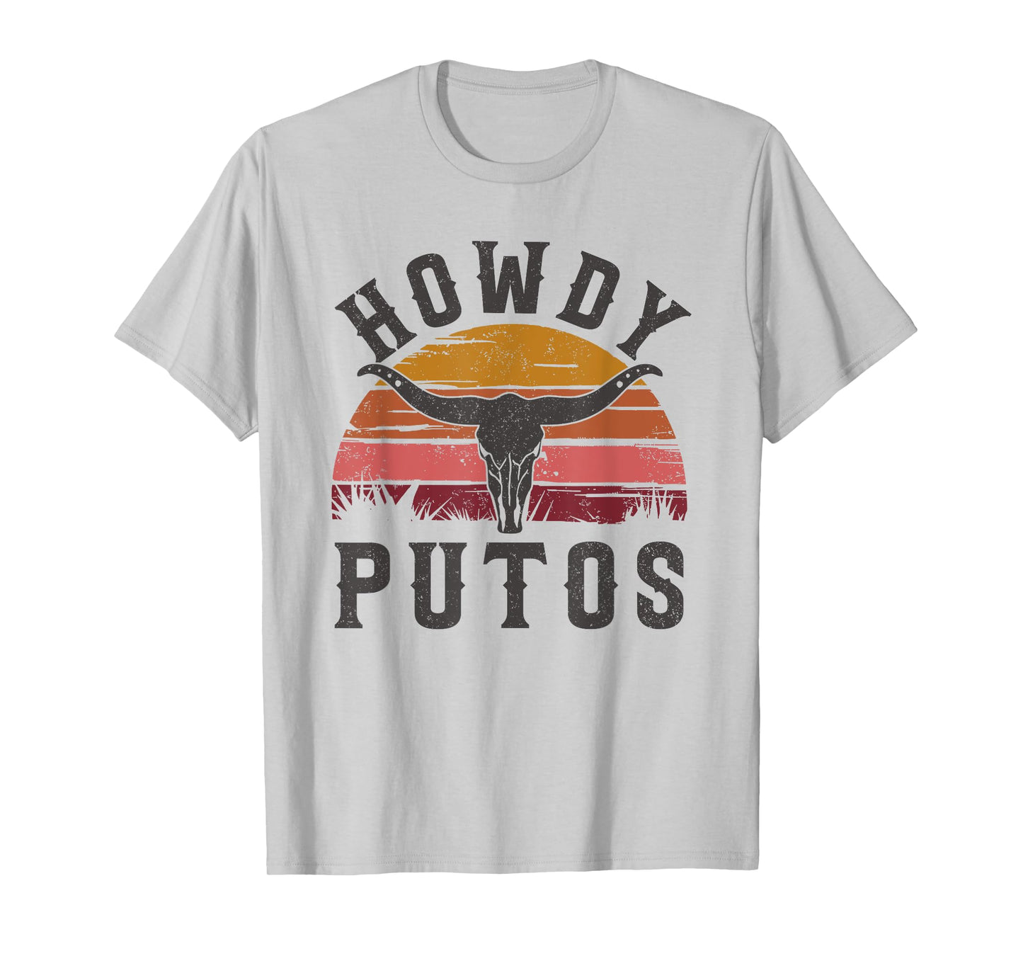 Howdy Putos Bull Skull Country Cowboy Western Hola Putos T-Shirt
