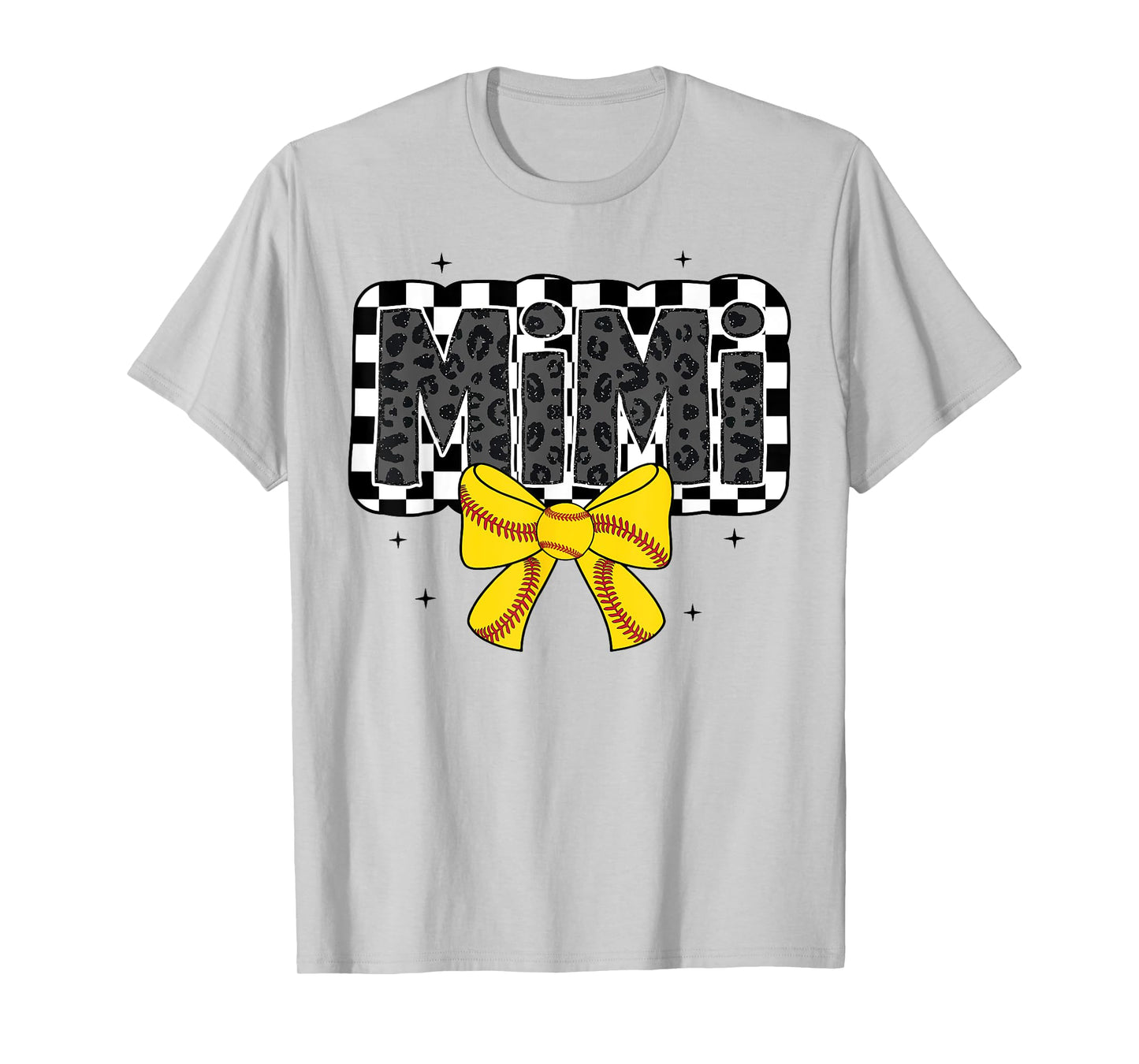 Cute Softball Mimi Ballpark Coquette Bow Grandma Mothers Day T-Shirt