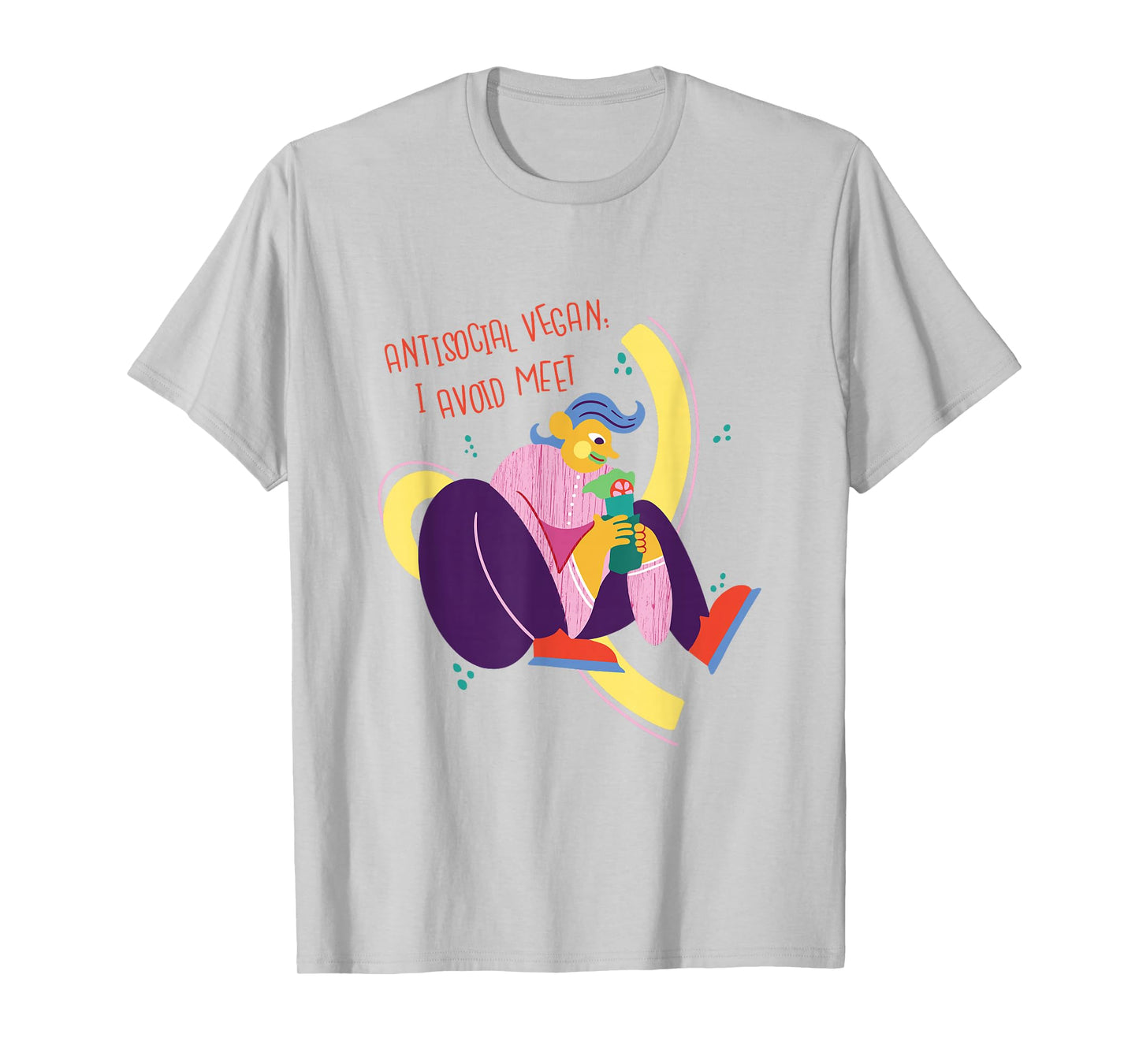 Antisocial Vegan - I Avoid Meat - Funny Plant Based Humor T-Shirt