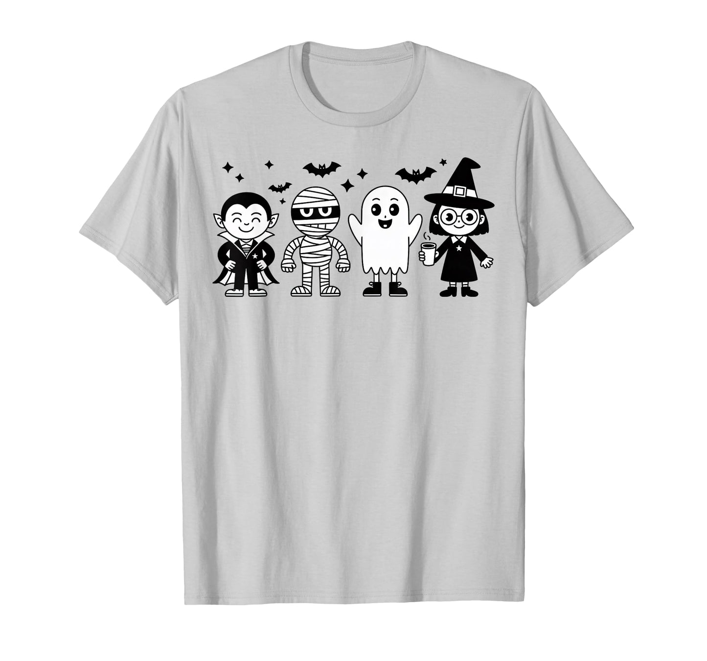 Line Art Witch Ghost Mummy Vampire for Halloween T-Shirt