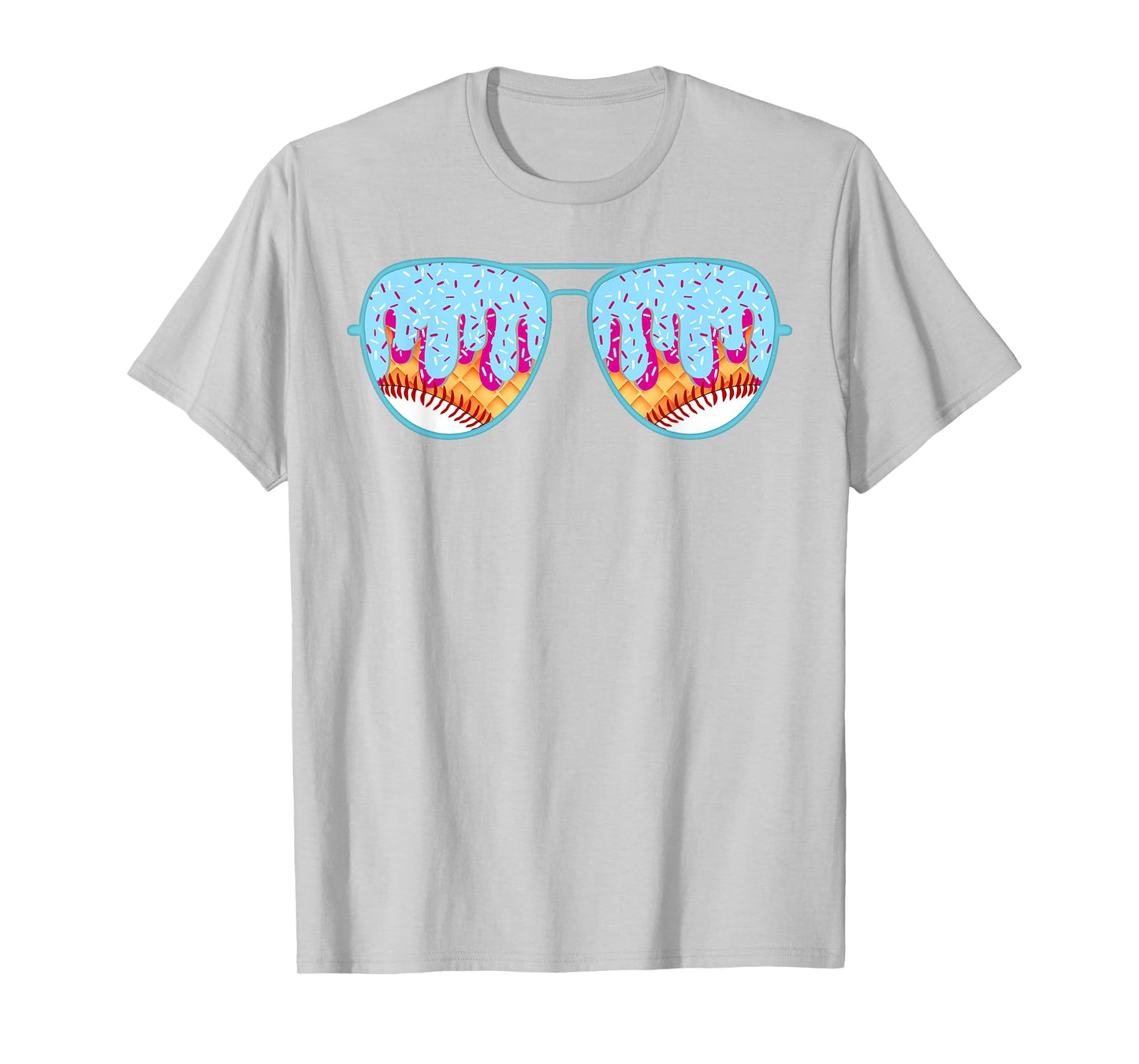 Baseball Sunglasses Ice Cream Drip With Sprinkles T-Shirt