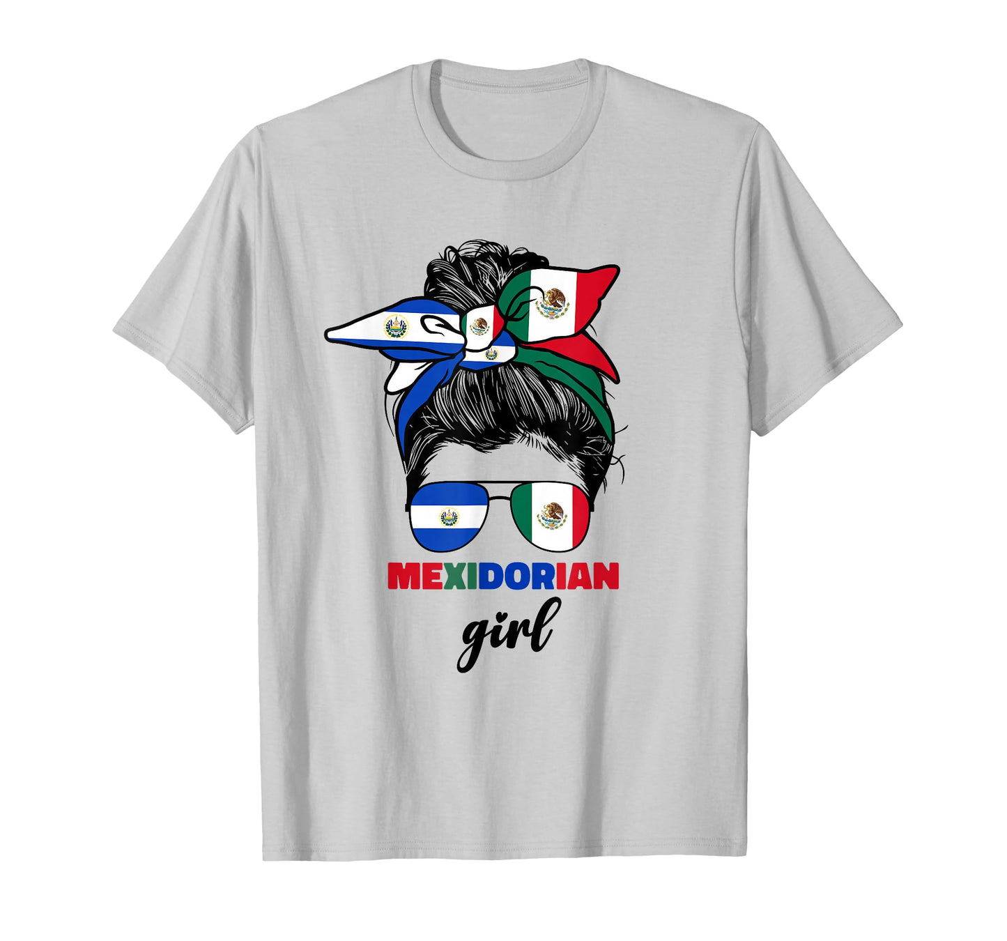 Half Mexican and Salvadorian Mexico El Salvador Flag Girl T-Shirt