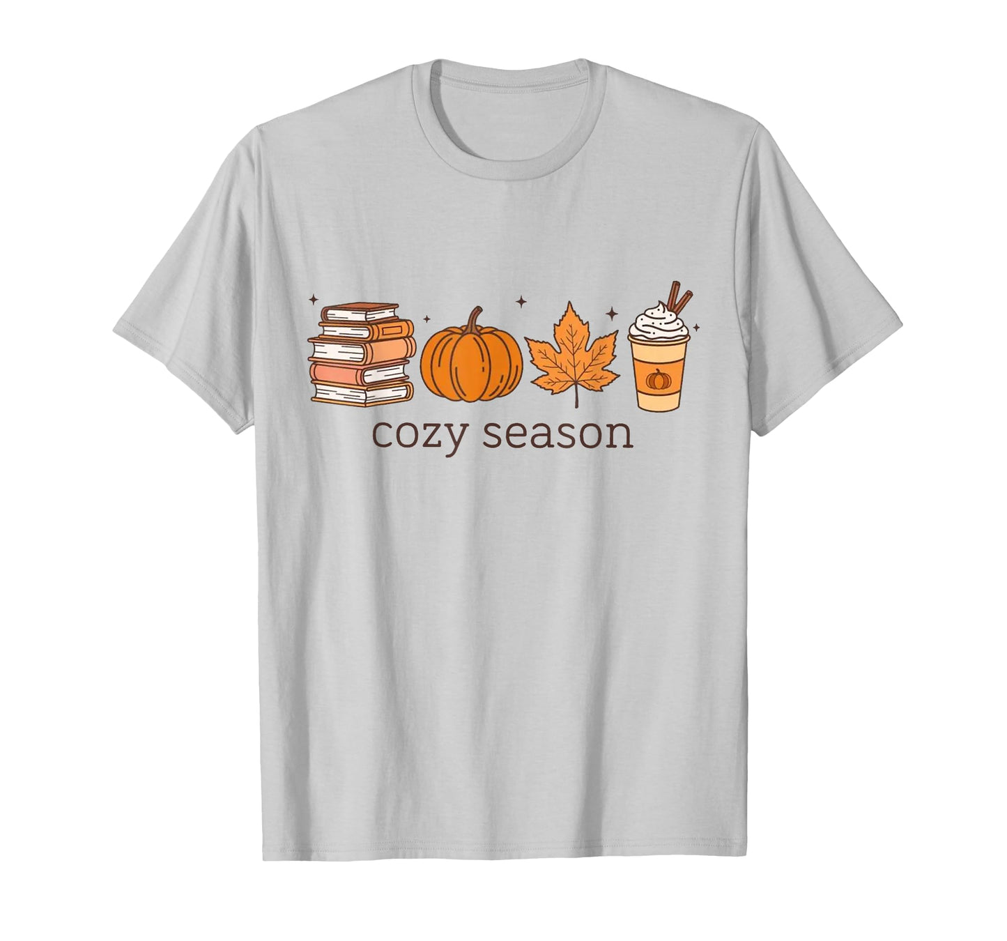Cozy Season Books Pumpkin Autumn Leaves Coffee Fall Vibes T-Shirt