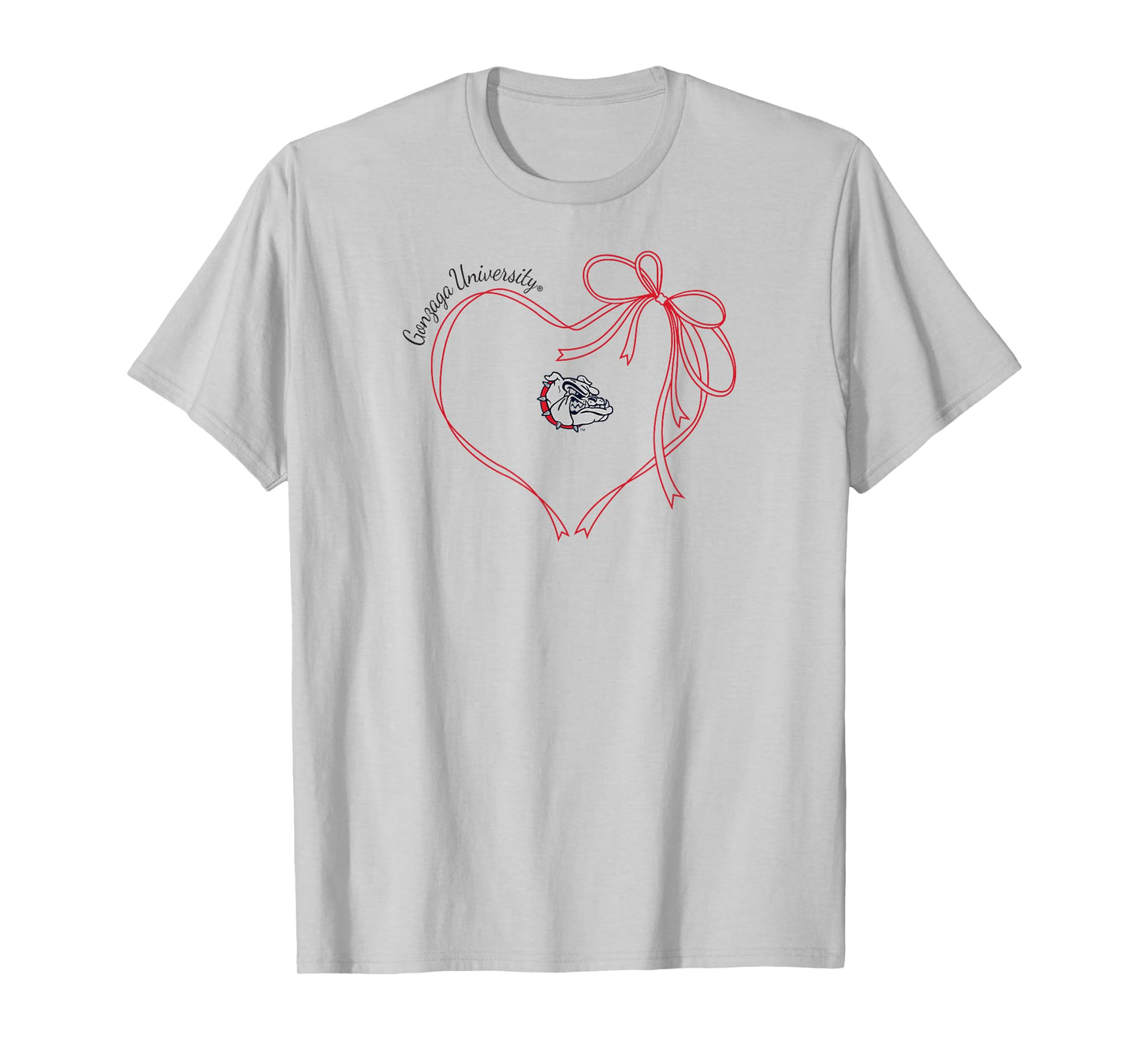 Gonzaga Bulldogs Bow Heart White Officially Licensed T-Shirt