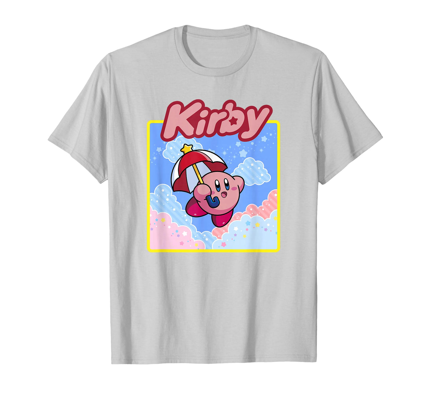 Kirby Floating in The Clouds Pastel Kawaii Nintendo Panel T-Shirt