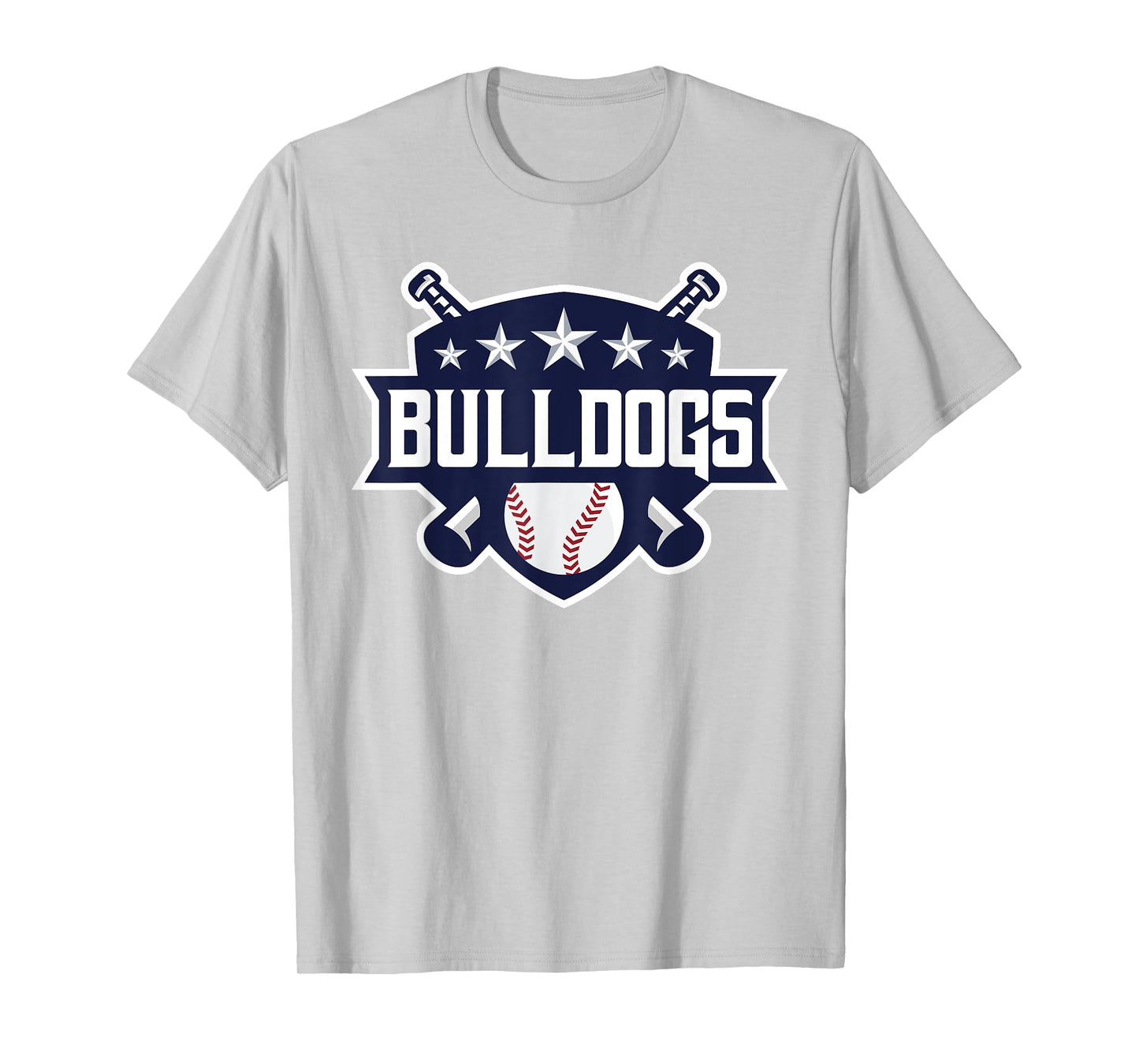 Bulldogs Blue Baseball Game Day Print Stars Mom Dad Gray Tee T-Shirt