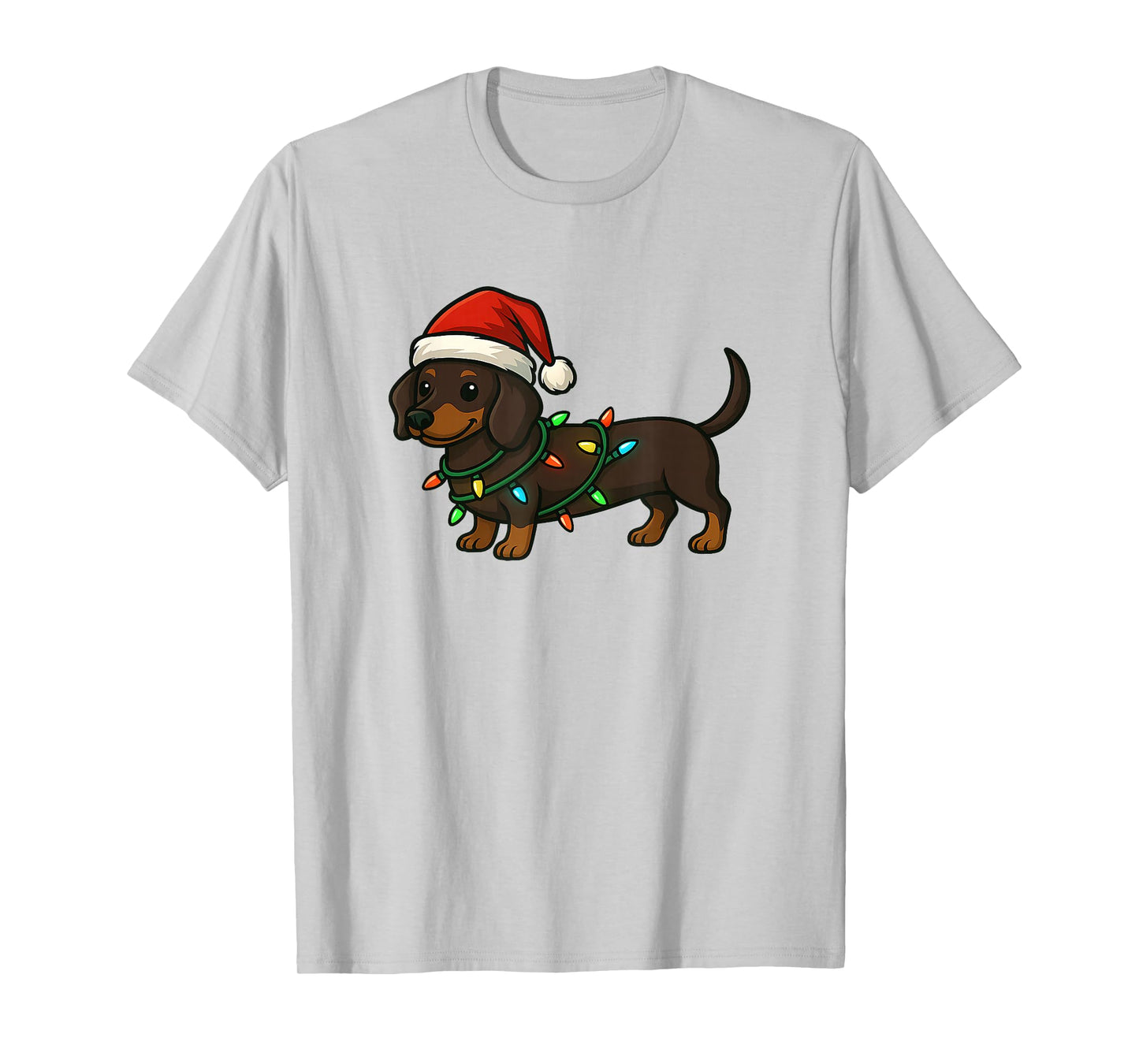 Cute Dachshund Dog with Santa Hat Funny Christmas Xmas Gift T-Shirt
