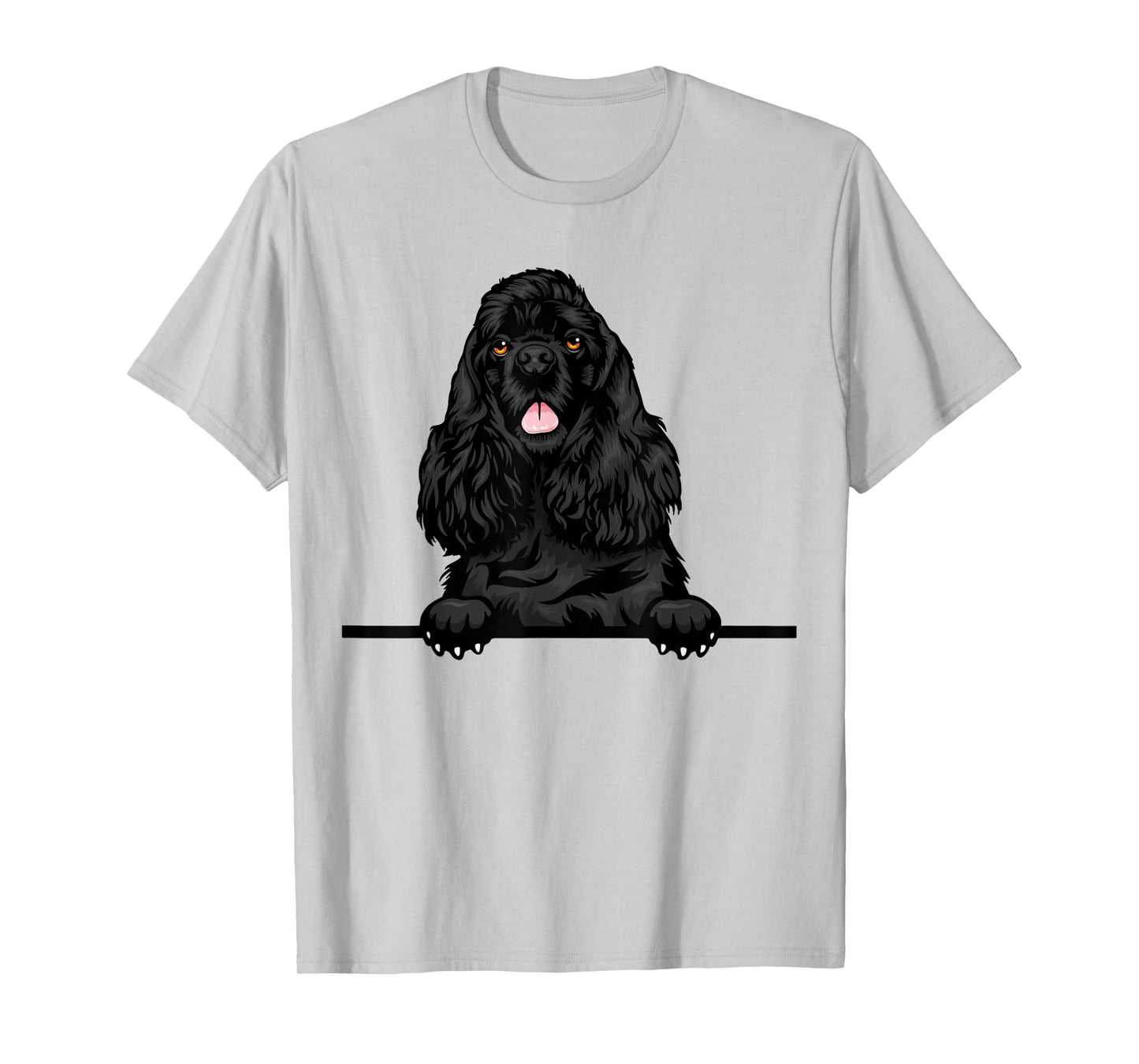 Peeking Black Cocker Spaniel Dog T-Shirt for Men Women Girls Kids