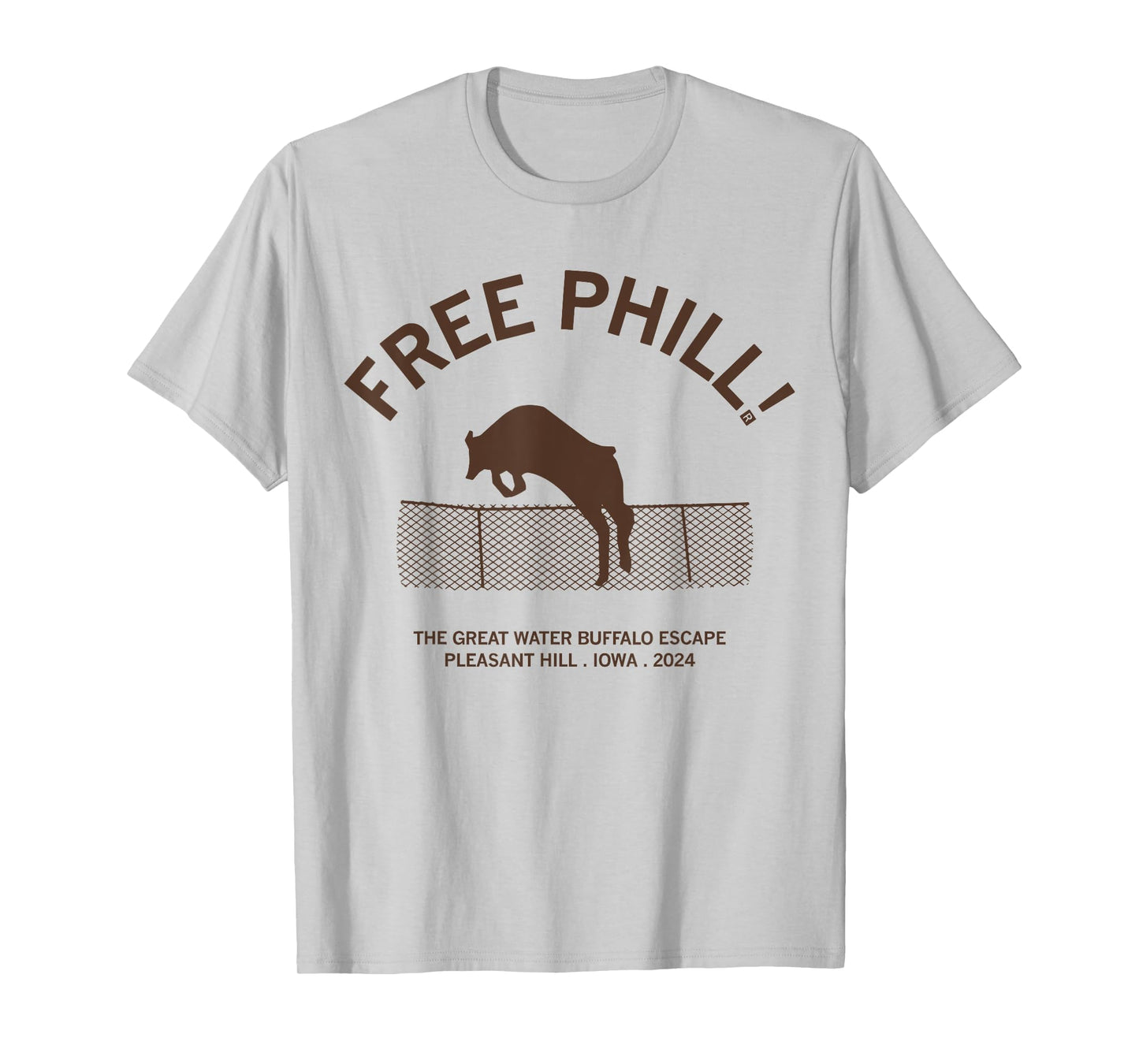 Free Phill The Great Water Buffalo Escape Pleasant Hill Iowa T-Shirt