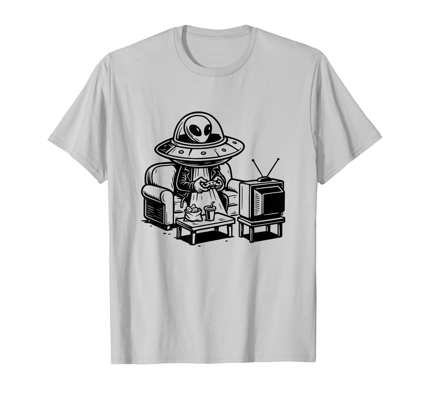 Funny Alien Design for Gamer Couch Gaming UFO T-Shirt
