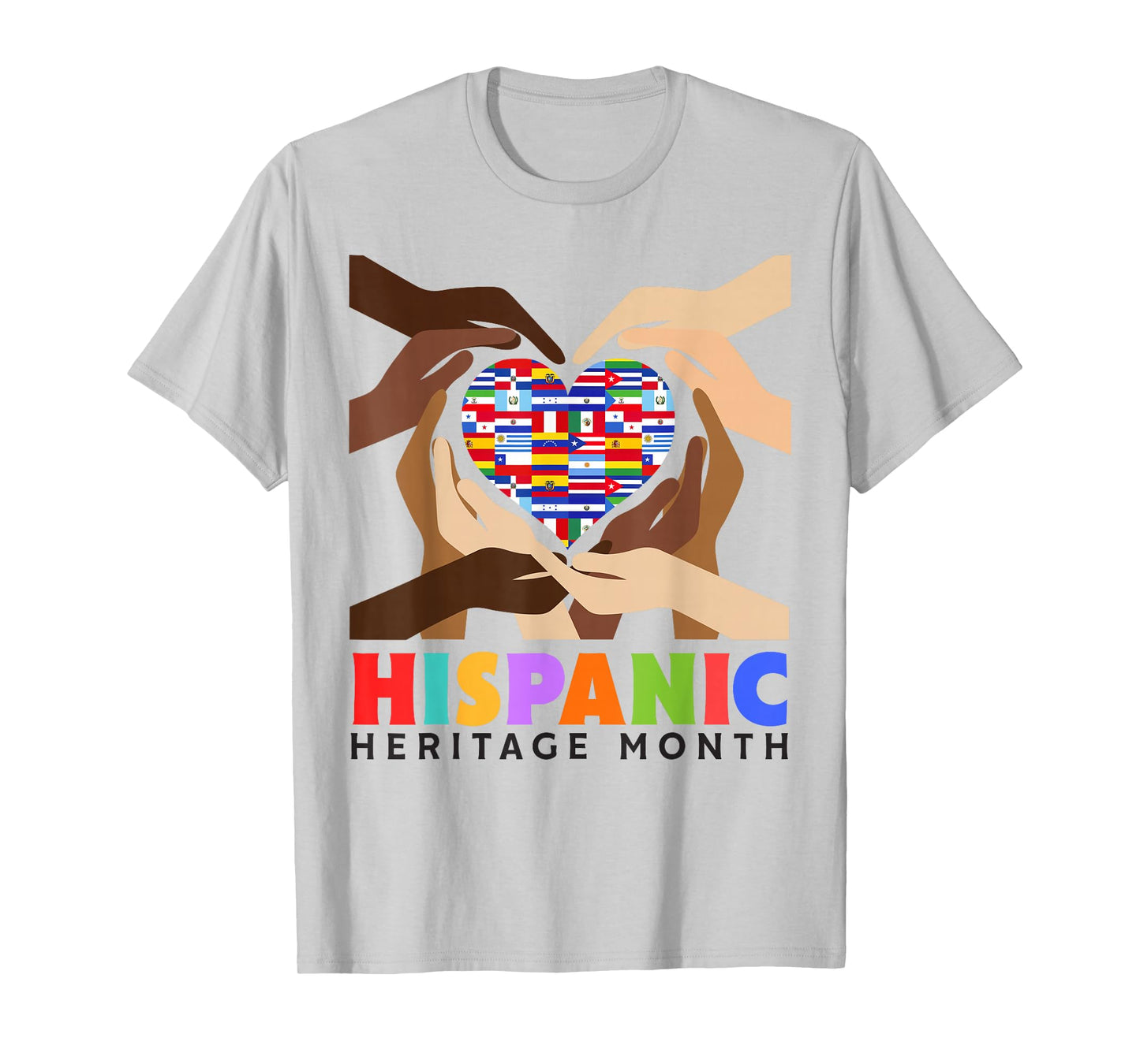 Hispanic Heritage Month All Countries Heart Hands T-Shirt