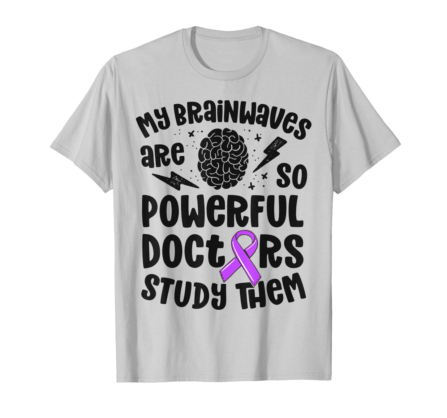 Kids Epilepsy Awareness Shirt Powerful Brainwaves Purple T-Shirt