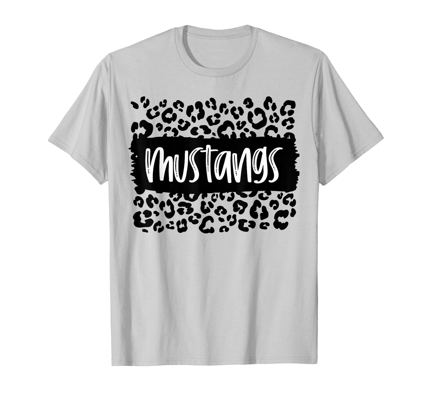 Mustangs Team Mascot School Spirit Game Night Leopard Print T-Shirt