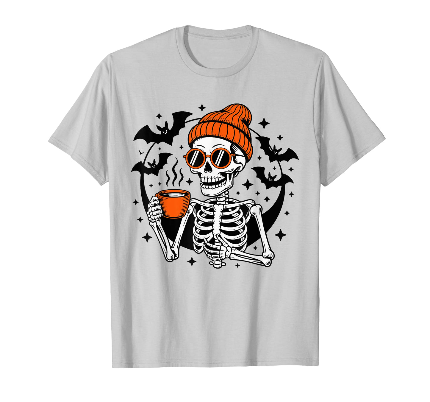 Halloween Skeleton Drinking Coffee Costume bat Dad Boys Men T-Shirt