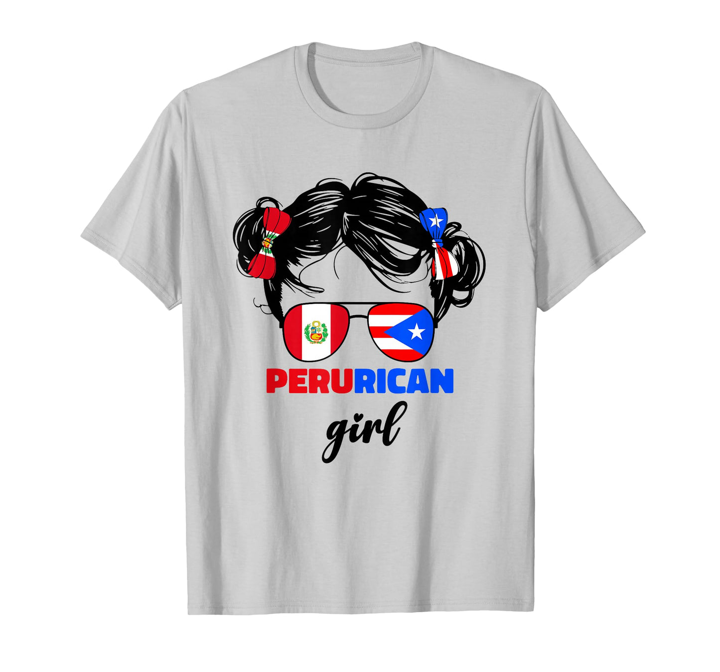 Half Peruvian And Puerto Rican Rico Peru Flag Girls Kids Mix T-Shirt