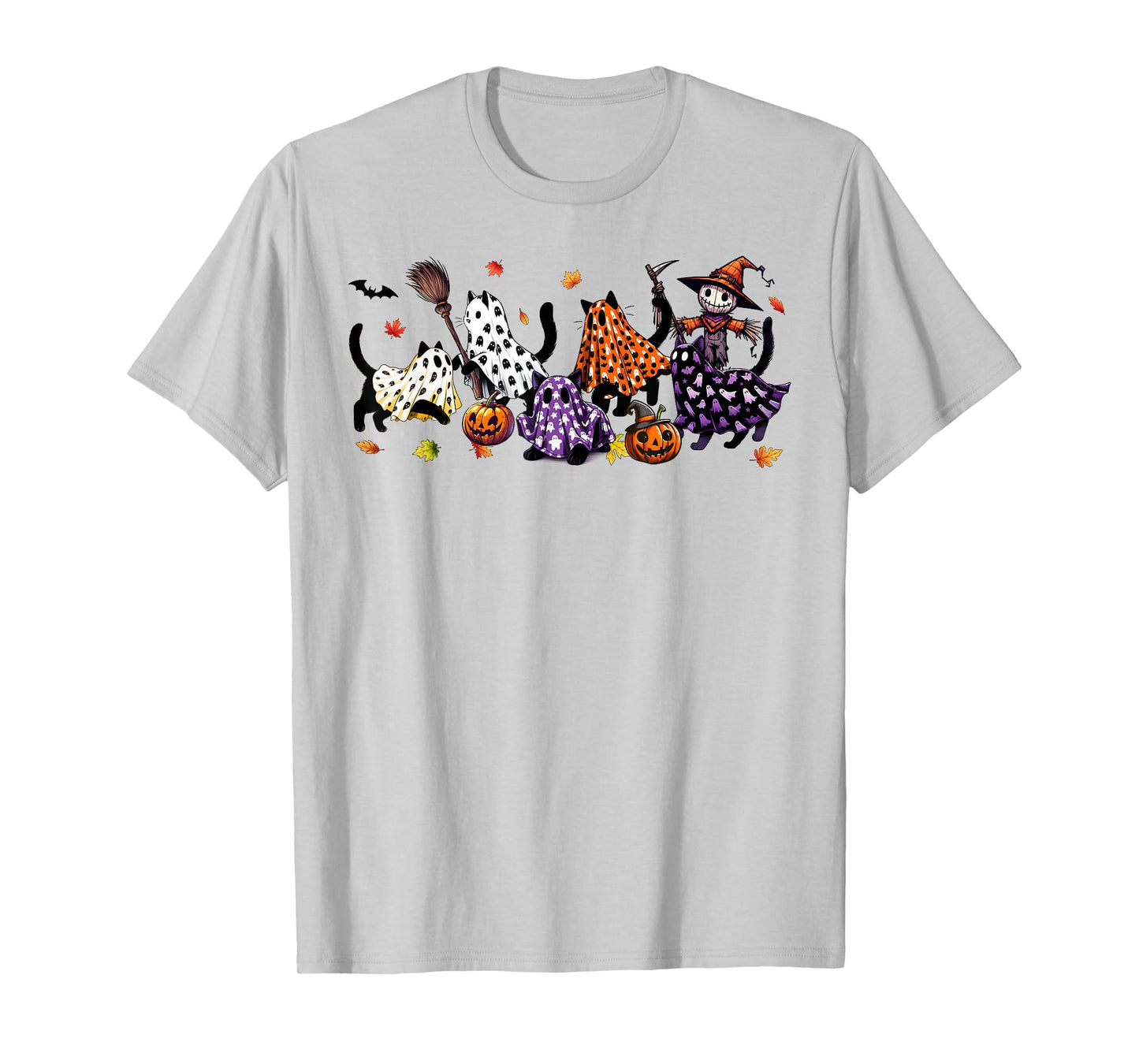 Black Cats in Cute Ghost Cat Halloween T-Shirt for Men Women Kids