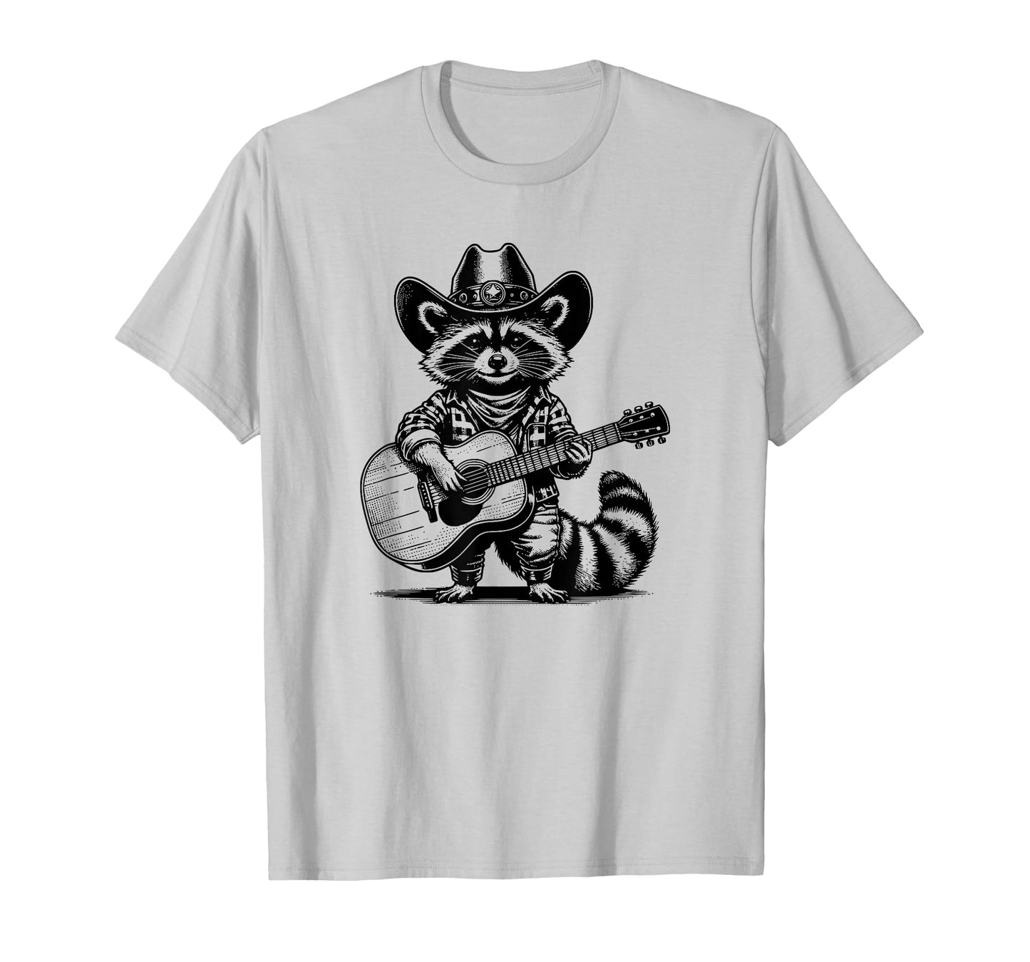 Raccoon Musician Playing a Guitar and Wearing Cowboy Hat T-Shirt