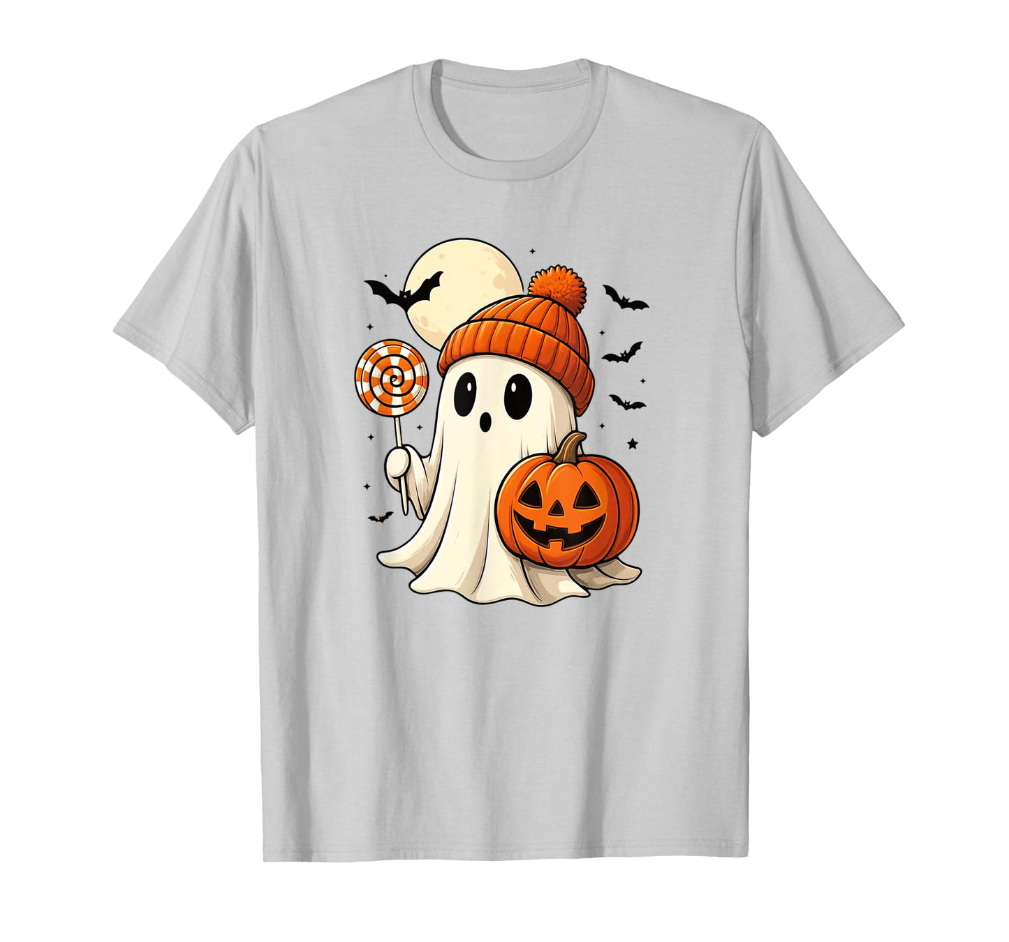 Cute Halloween Ghost Lollipop Pumpkin Cute Coquette Ghost T-Shirt
