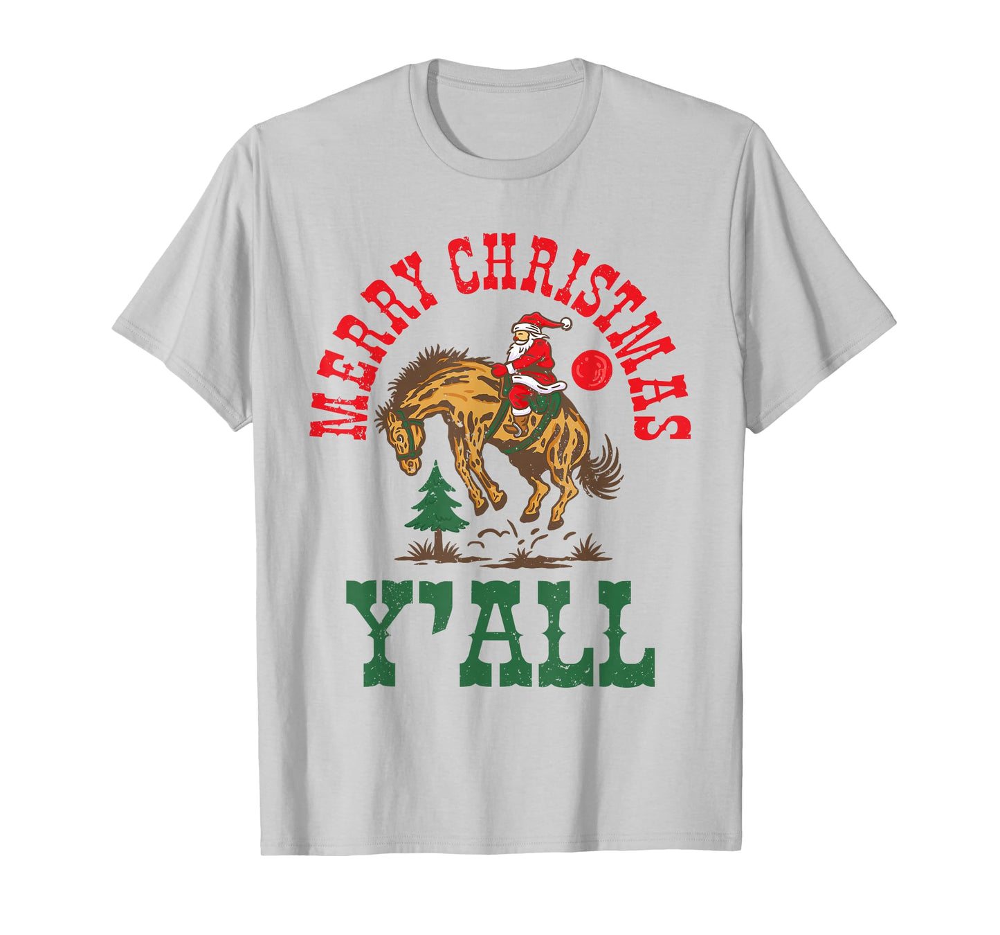 Merry Christmas Yall Western Country Rodeo Santa Cowboy T-Shirt