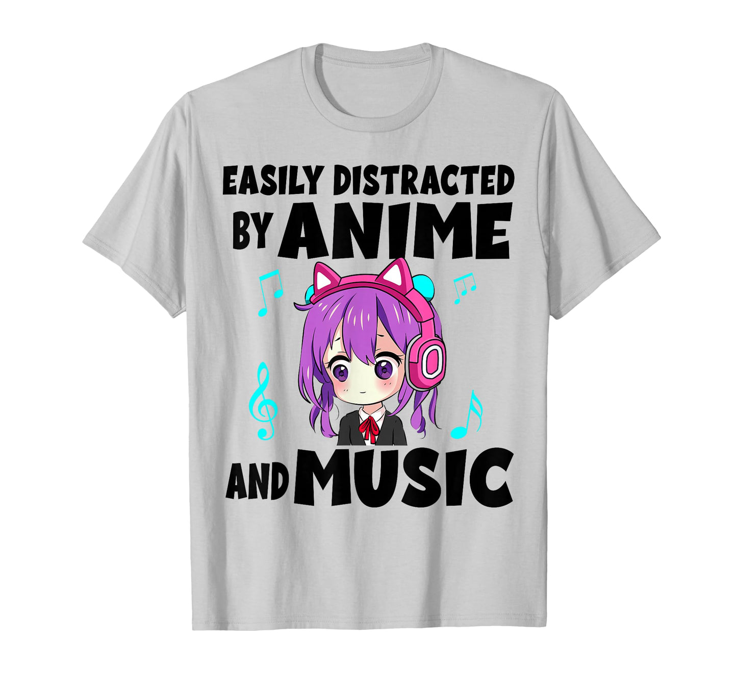 funny Anime and Music Girl for Teen chibi graphic Anime girl T-Shirt