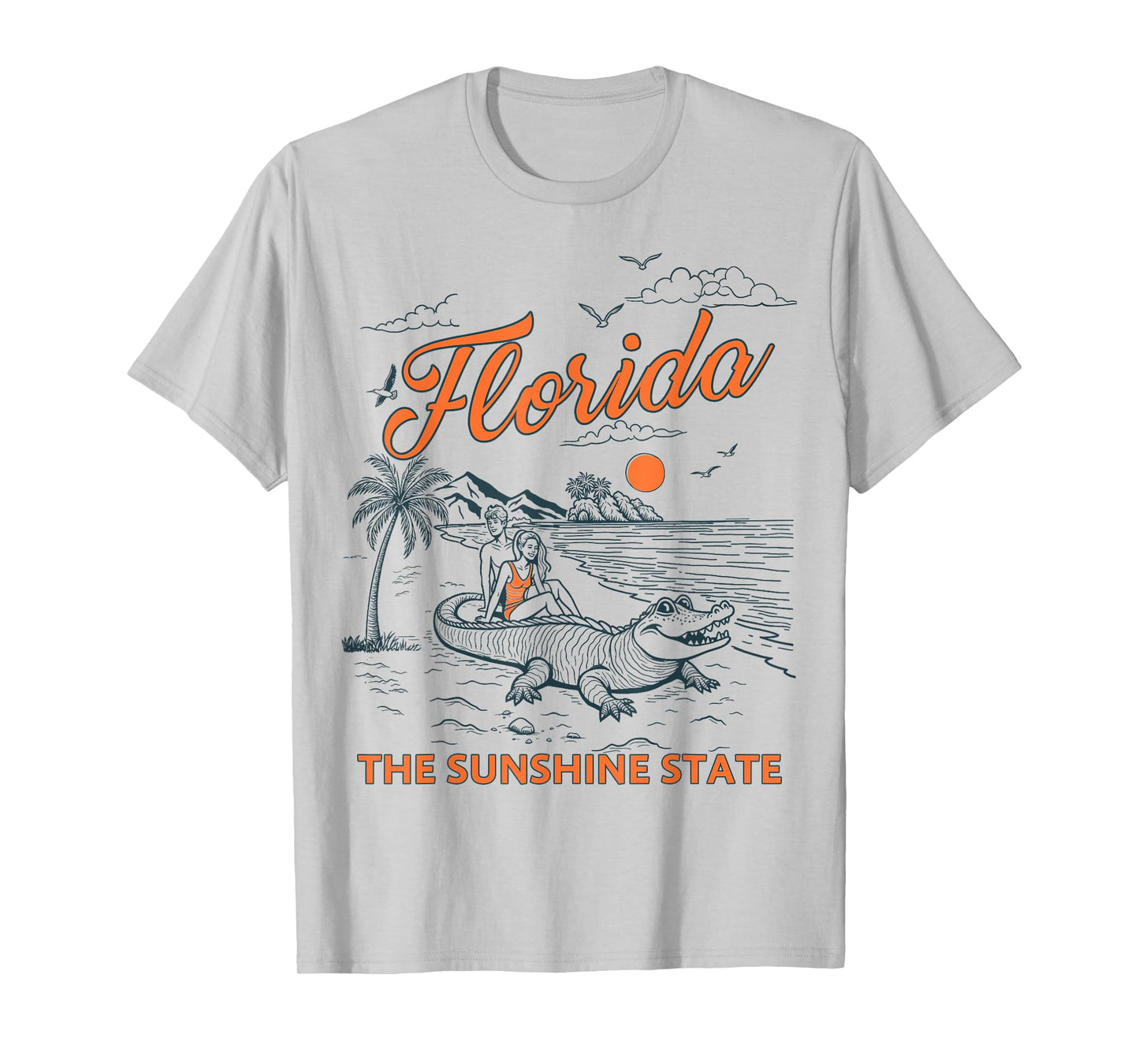 Funny Vintage Gator at The Beach Florida Sunshine State T-Shirt