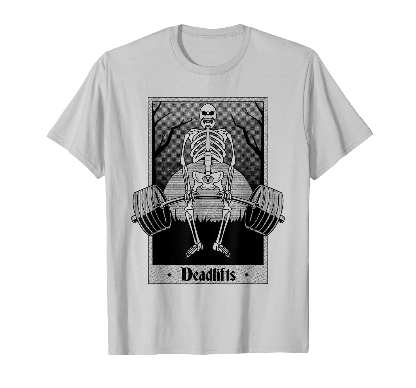 Funny Deadlifts Weightlifter Skeleton Halloween Gym Workout T-Shirt