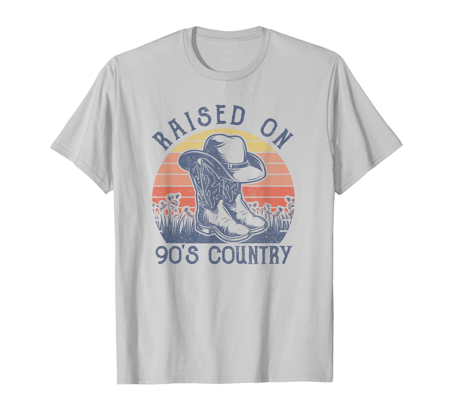 Vintage Western Raised On 90's Country Music Cowboy Hat T-Shirt