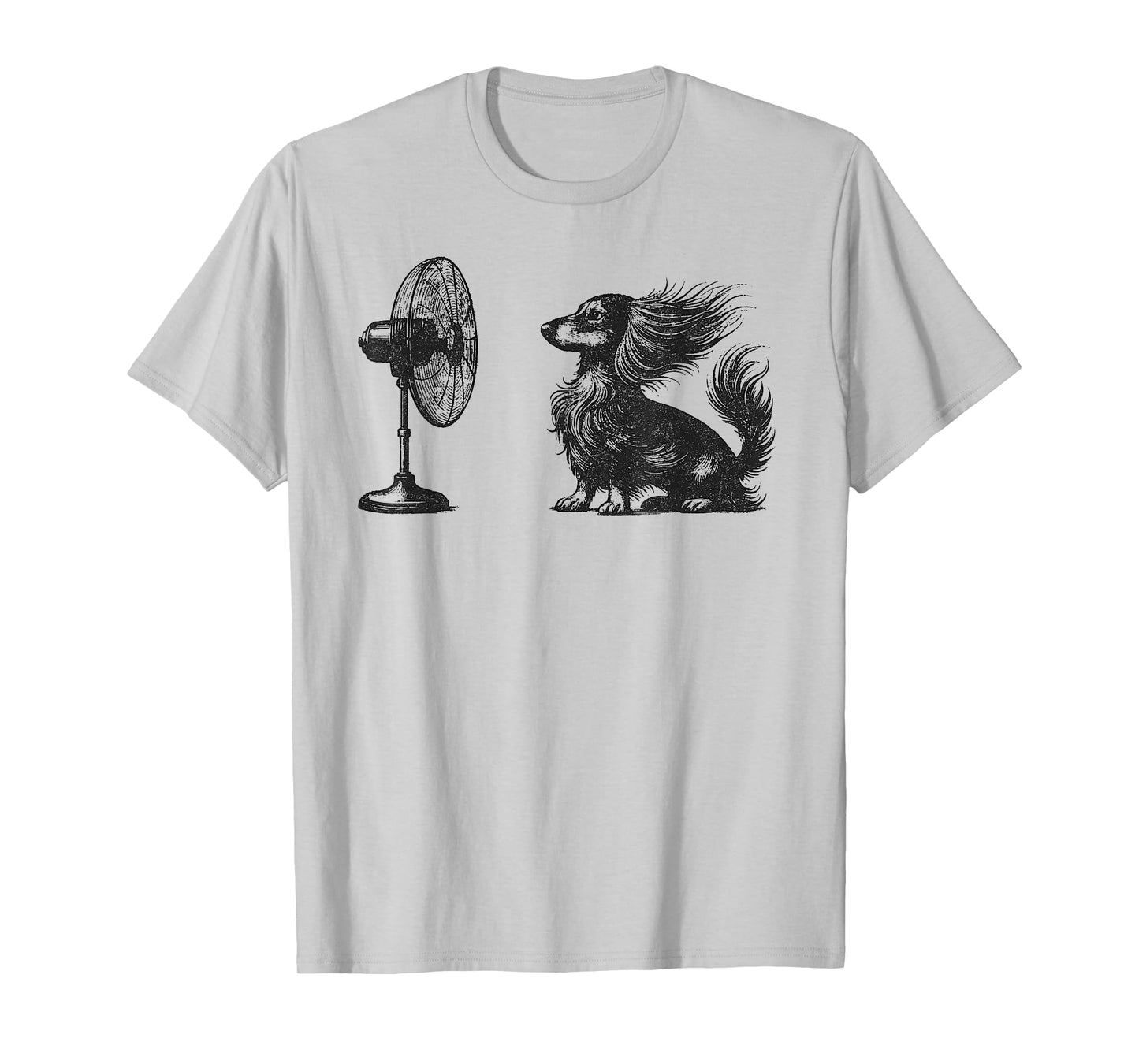 Funny Long haired Dachshund Dog with Fan Doxie Wiener Dog T-Shirt