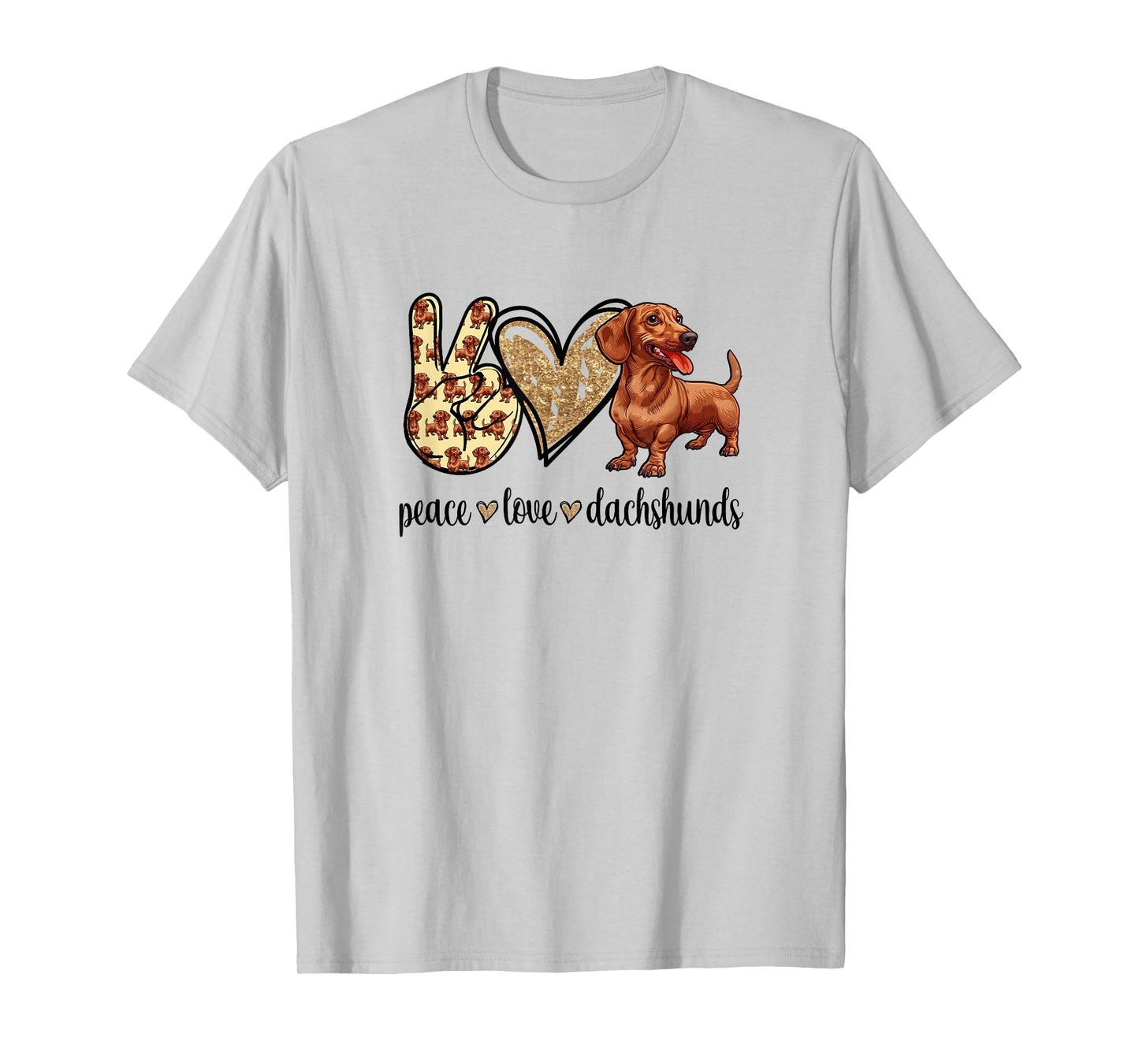 Funny Womens Girls Peace Love Dachshunds Lover T-Shirt