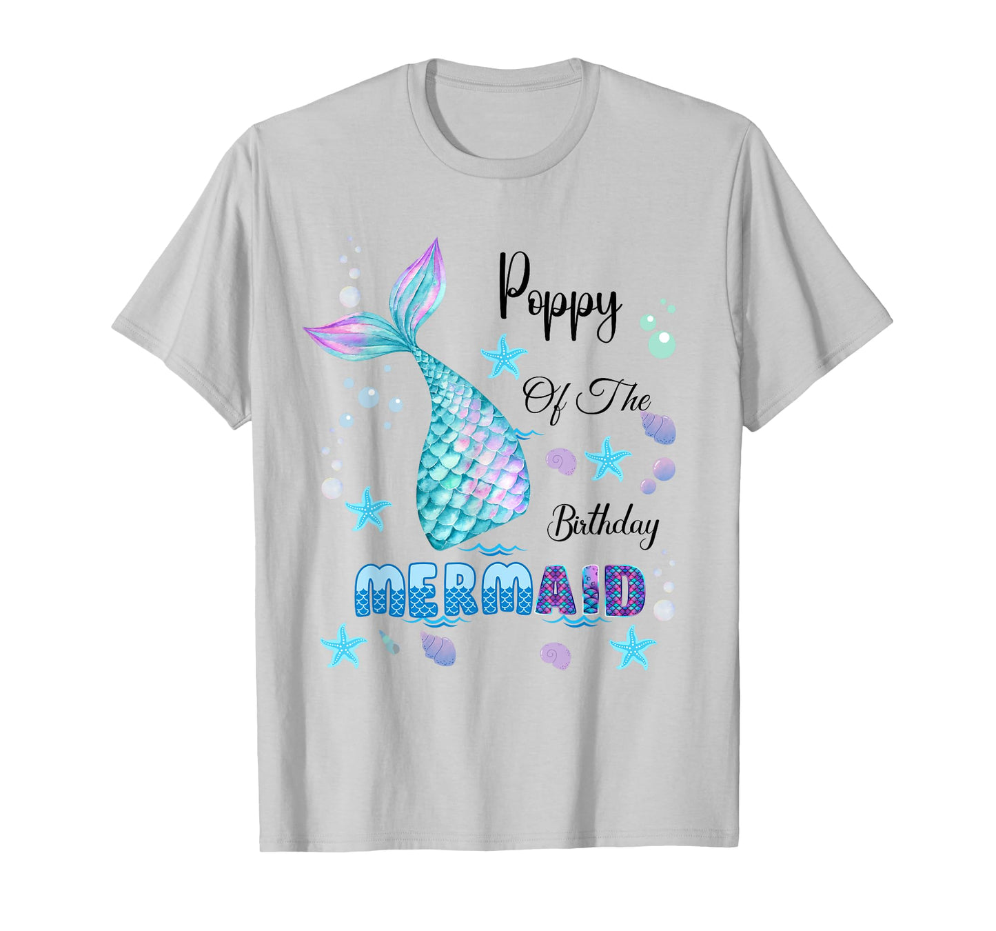 Poppy Of The Birthday Mermaid Bday Party Mermaid Kids T-Shirt