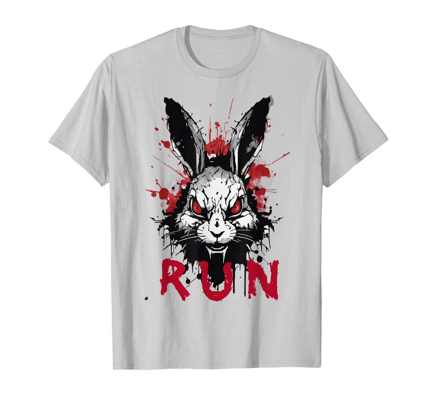 Run Rabbit, Evil Bunny Artwork, Modern Vintage Grunge Anime T-Shirt