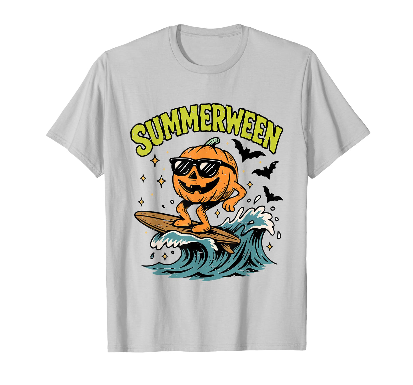 Funny Summerween Pumpkin Surfing Beach Summer Halloween Cute T-Shirt