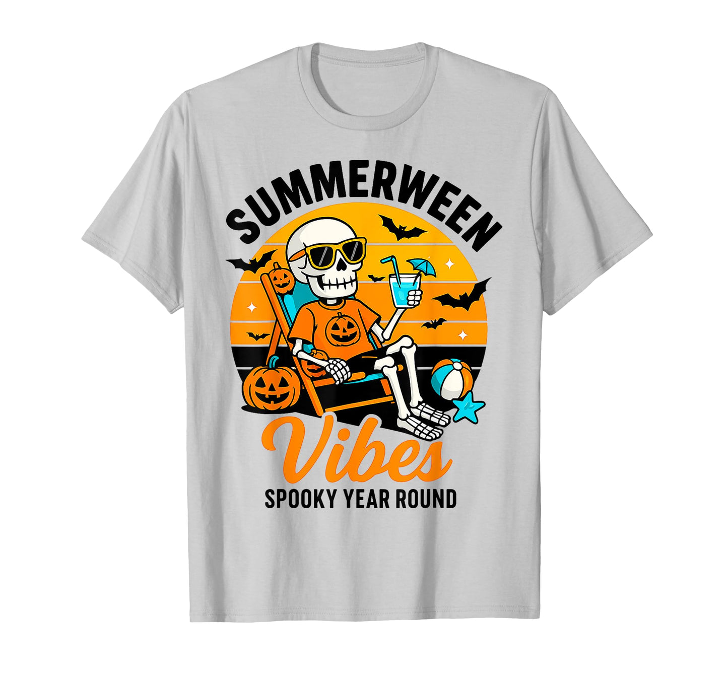Halloween Summer Ween Vibes Spooky Skeleton Float Costume T-Shirt