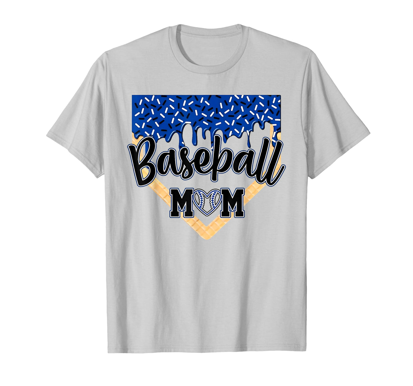 Baseball Mom Home Plate Ice Cream Drip with Sprinkles T-Shirt