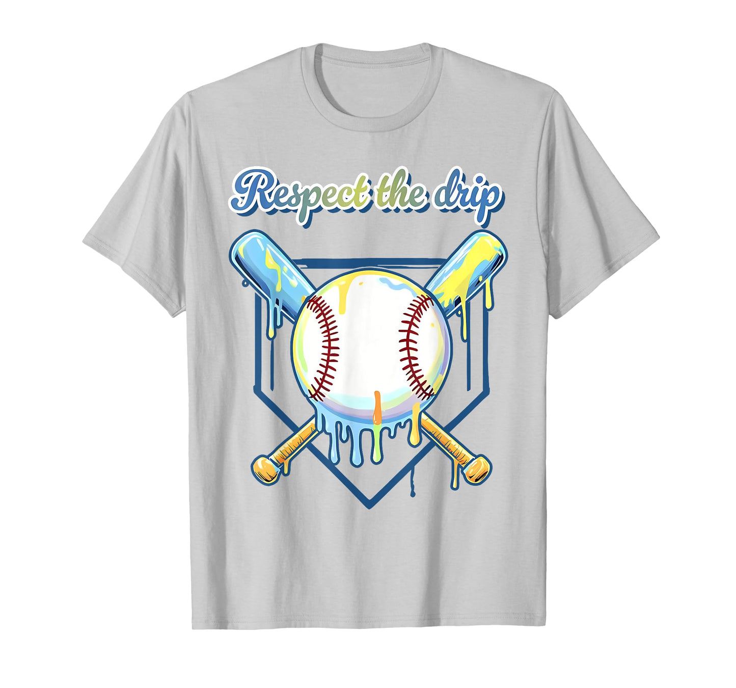 Respect The Drip Baseball Home Plate Ice Cream Drip T-Shirt