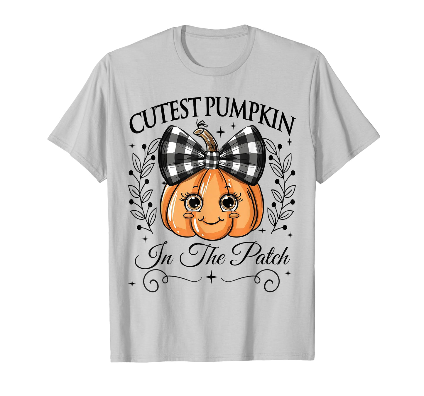 Cutest Pumpkin In The Patch Halloween Fall Bow Kids Girls T-Shirt