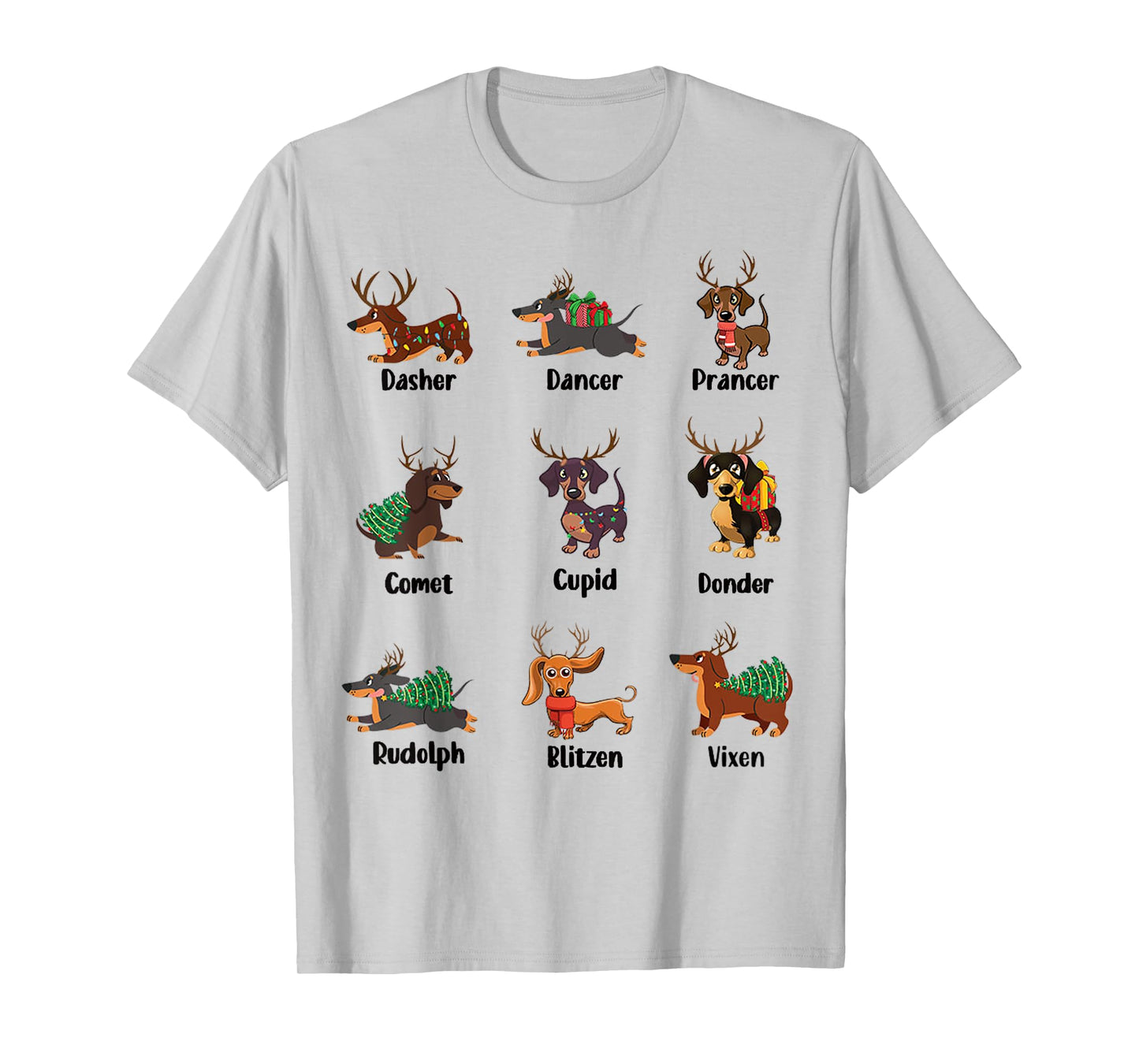 Funny Dachshund Names For Christmas tshirt Dancer . Dasher T-Shirt