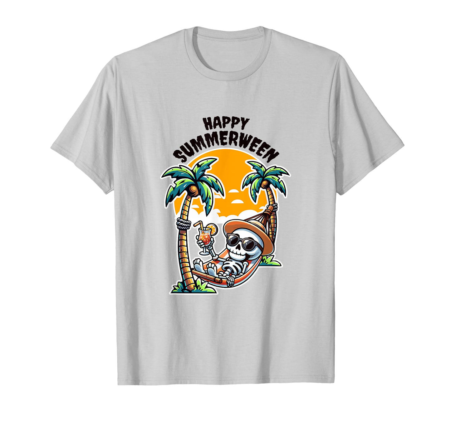 Happy Summerween Skeleton in Hammock T-Shirt