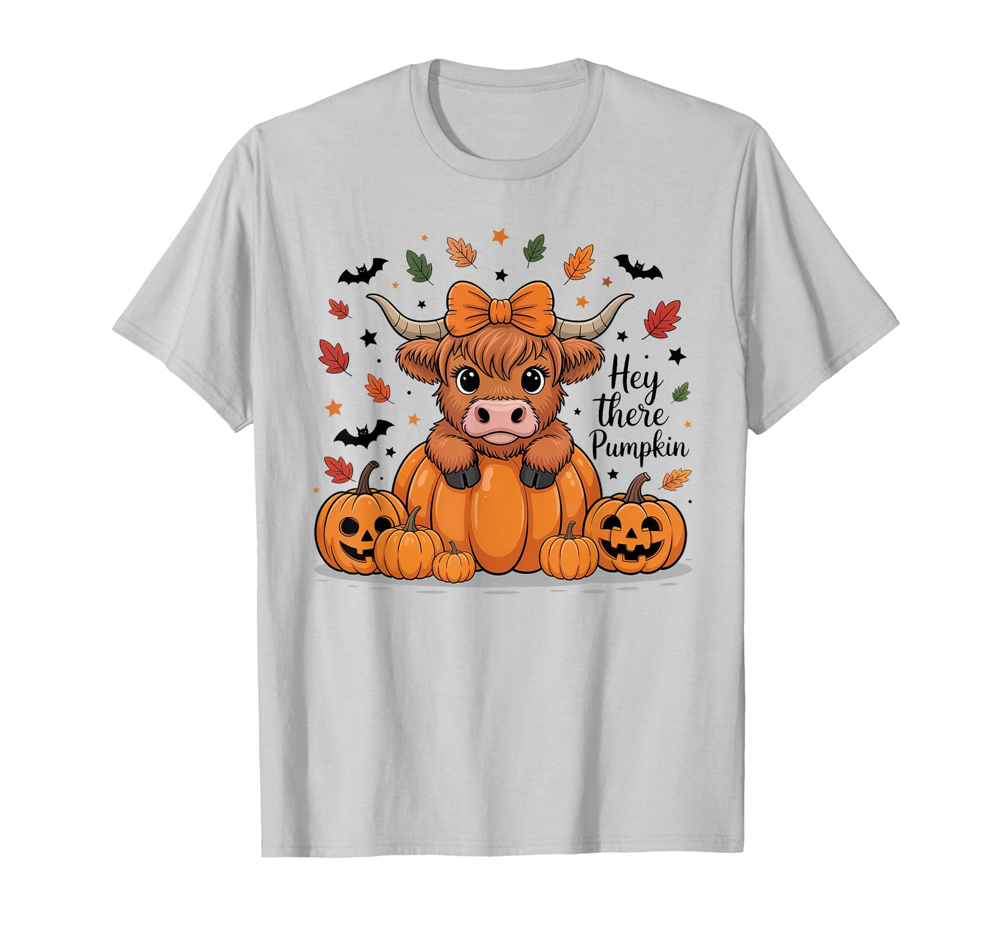 Hey There Pumpkin Halloween Highland Cow Lover Cow Farm T-Shirt