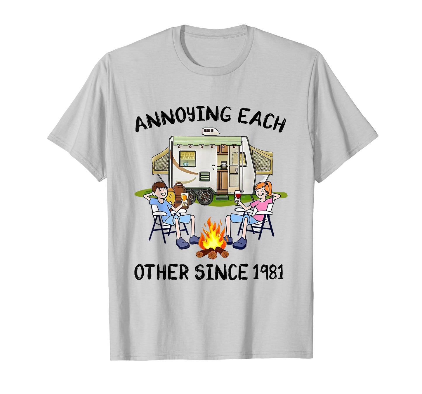 Annoying Each Other Since 1981 RV Van Campfire Couple T-Shirt