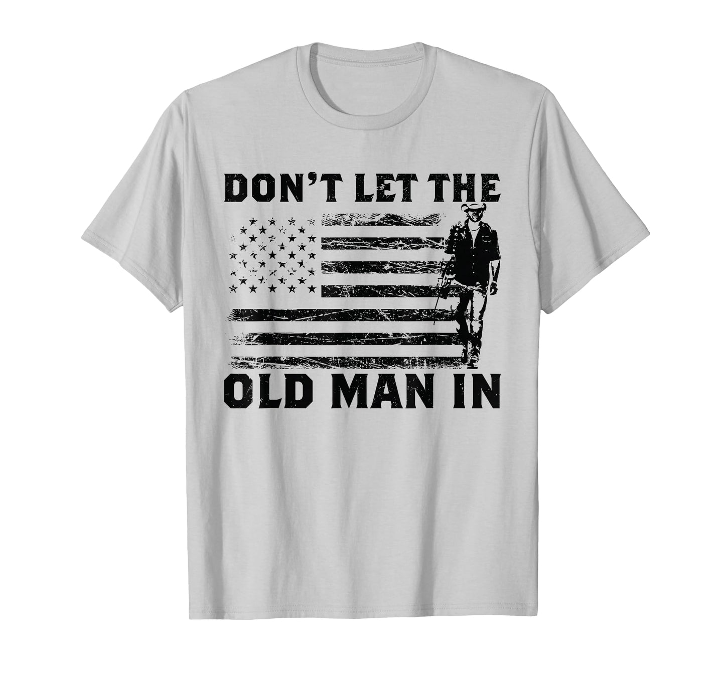 Don't Let The Old Man American Flag In Guitar Walking Retro T-Shirt