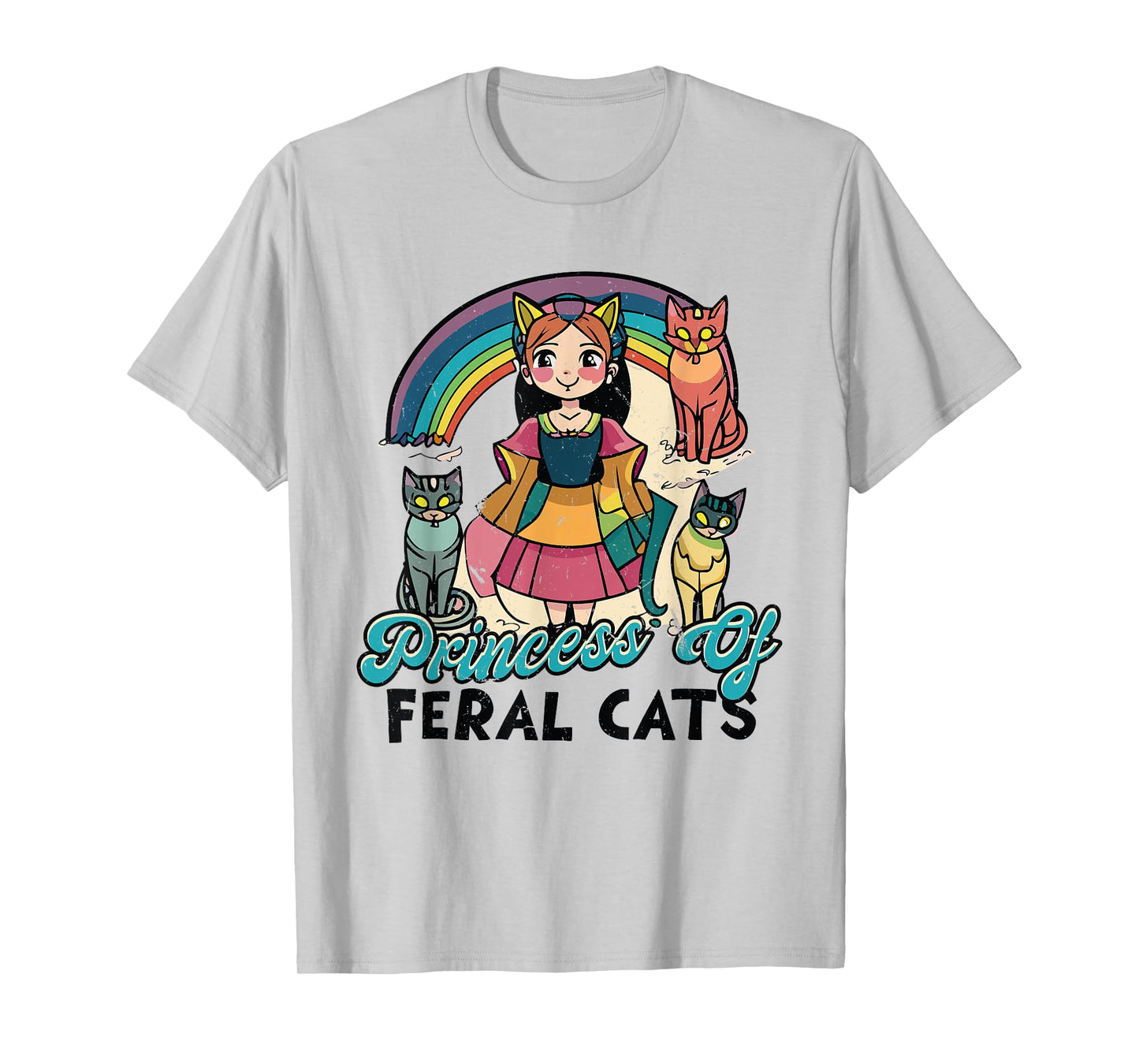 Anime Princess Of Feral Cats Manga Otaku Cat Kitten Lover T-Shirt