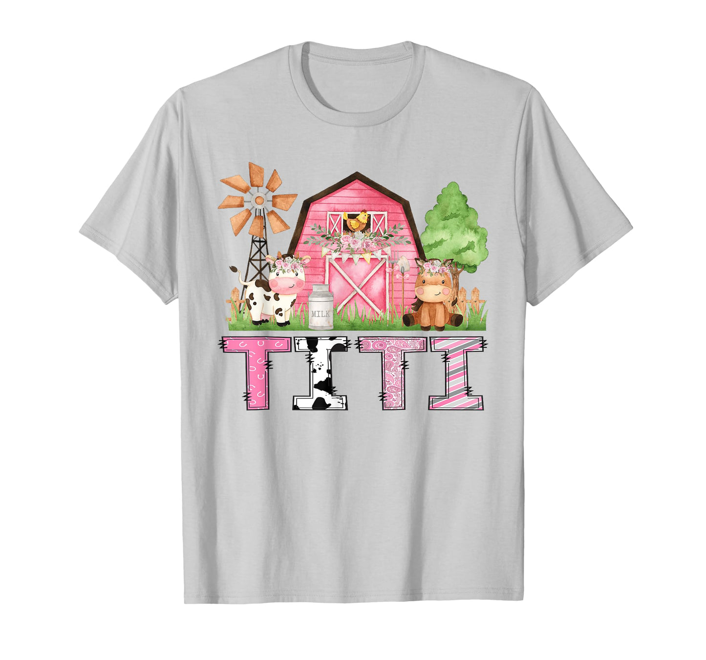 Titi Pink Farm Animal Birthday Kids Matching Family T-Shirt
