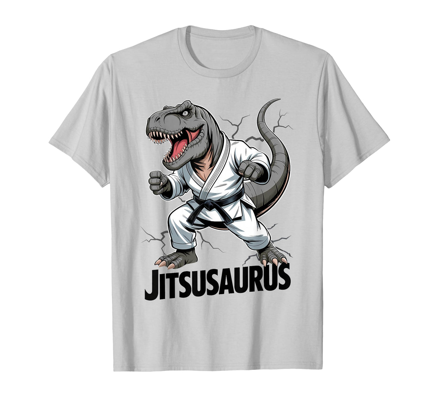 Jitsusaurus Funny Dinosaur Brazilian Jiu Jitsu T-rex White T-Shirt