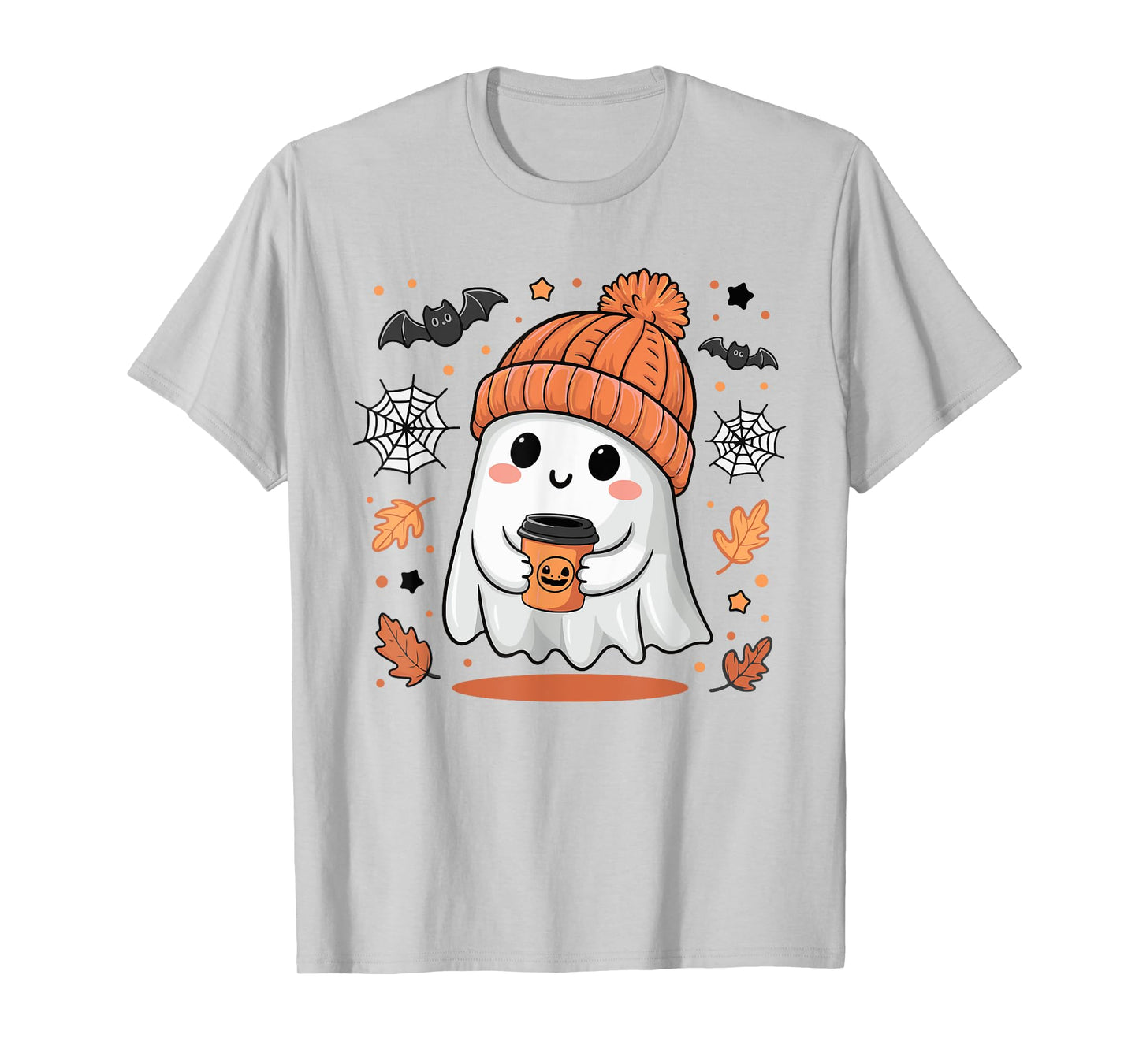 Cute Ghost Drinking Coffee Halloween Ghost Ice Coffee Womens T-Shirt
