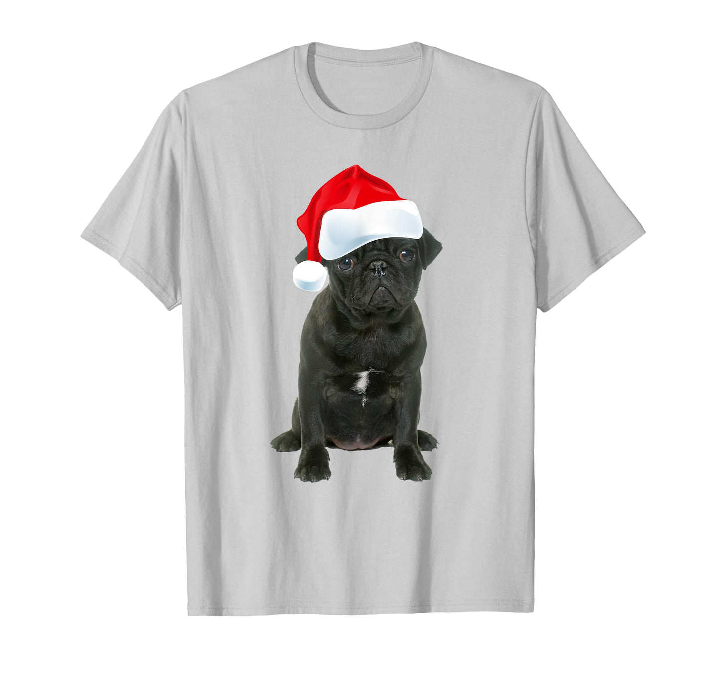 Cute Black Pug Santa Hat Funny Matching Christmas Fun Gift T-Shirt