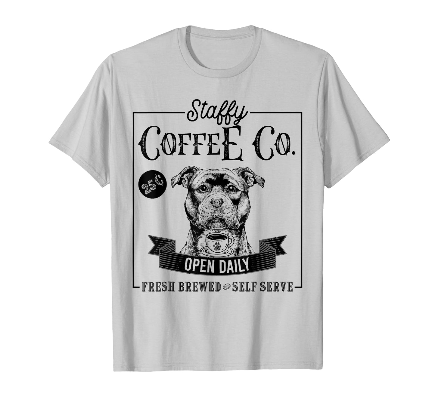 Retro Staffordshire Bull Terrier Funny Dog Mom Coffee Lover T-Shirt