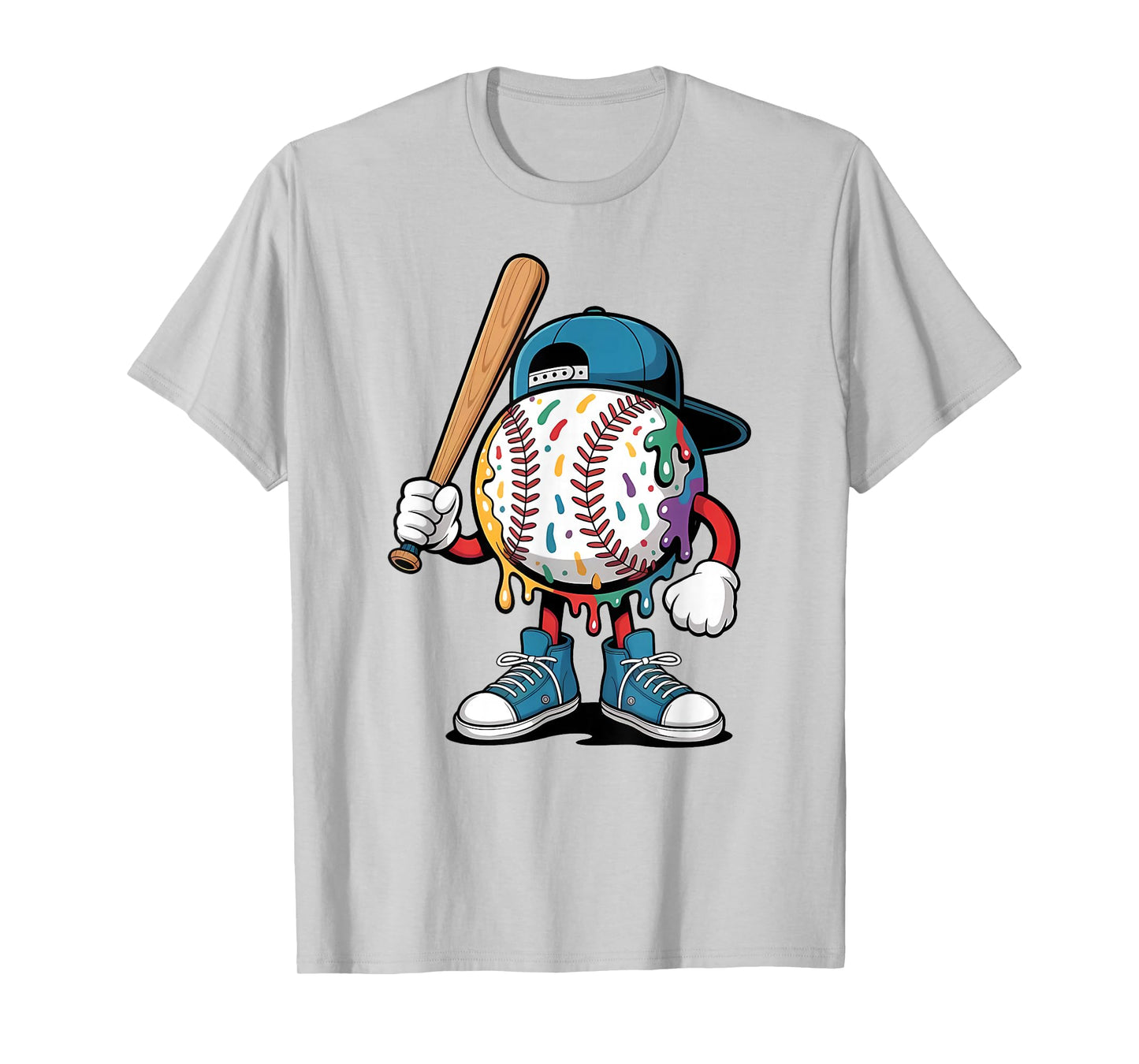 Baseball Drip for Boys Ice Cream Drip Youth Boys Baseball T-Shirt