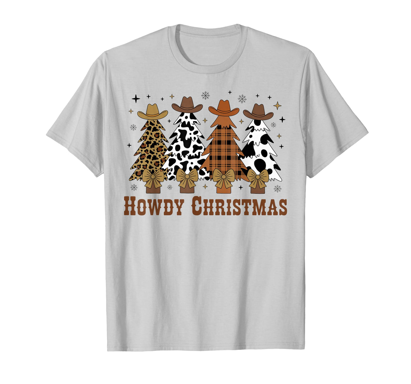 Howdy Christmas Tree Cowboy Hat Funny Western Country Xmas T-Shirt