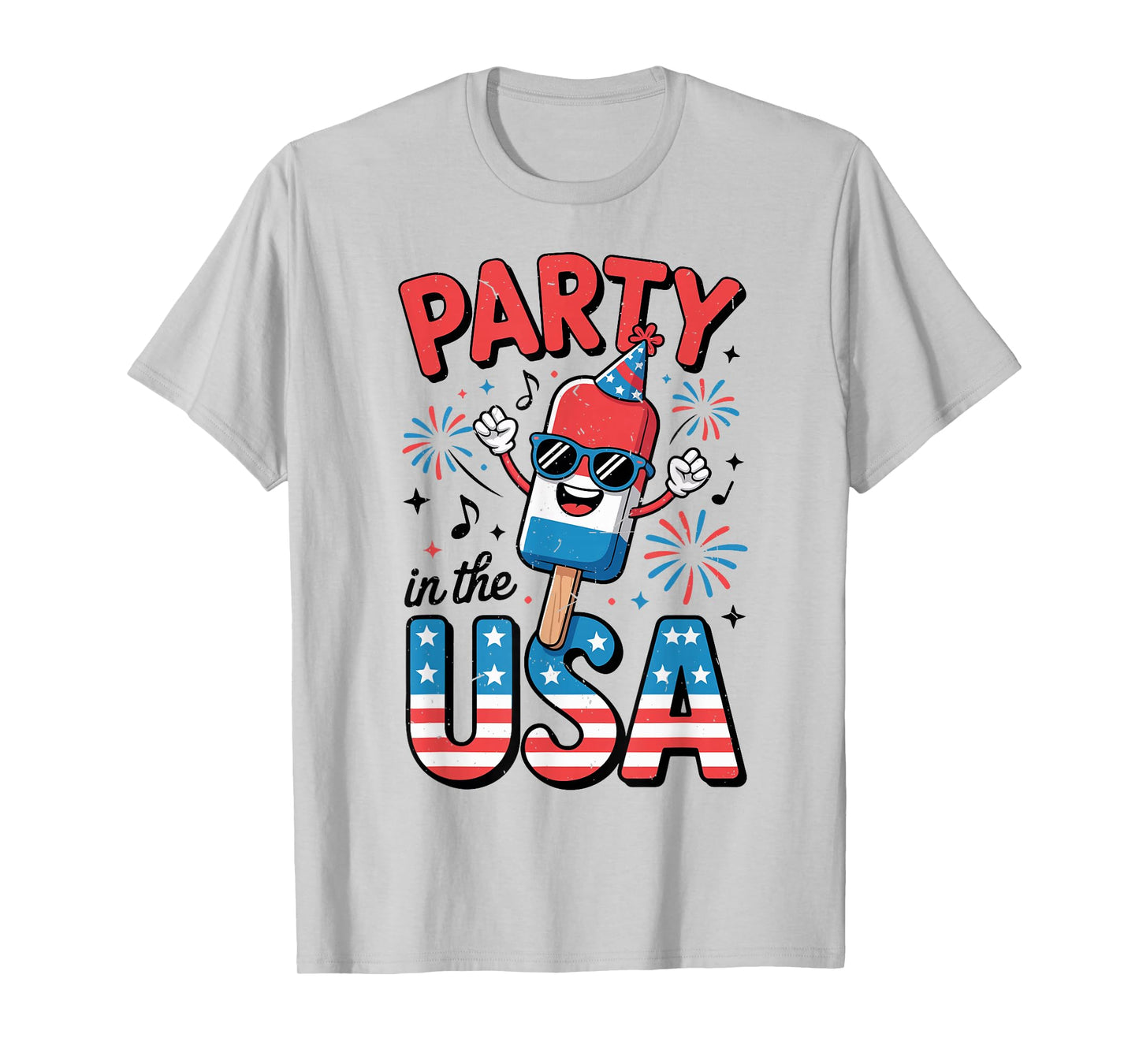 Party in The USA Popsicle 4th July Boy Kids Funny Patriotic T-Shirt